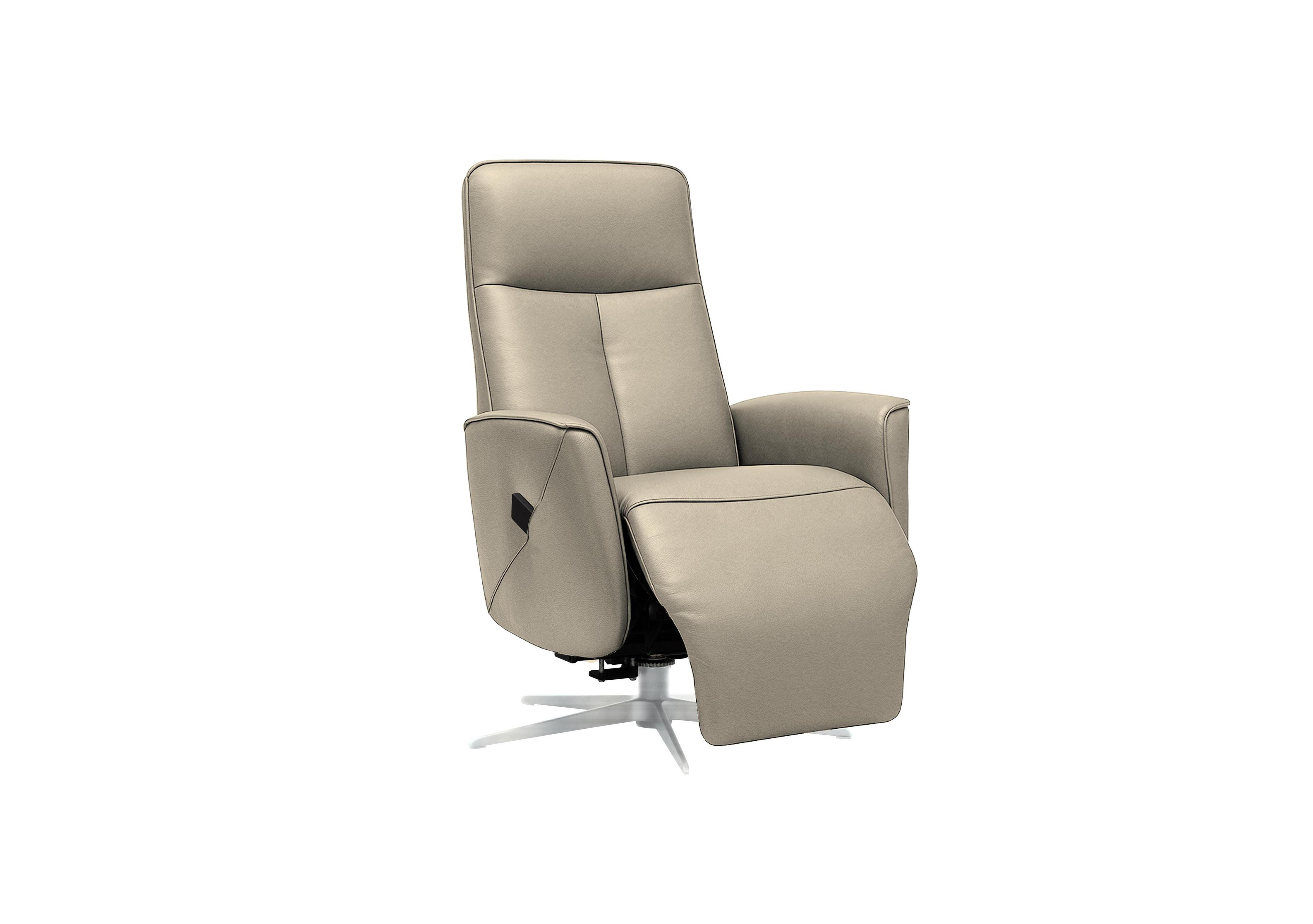 Maribo Leather Lift and Rise Power Recliner Chair with Power Headrest and Chrome Base in H001 Oxford Mushroom on Furniture Village