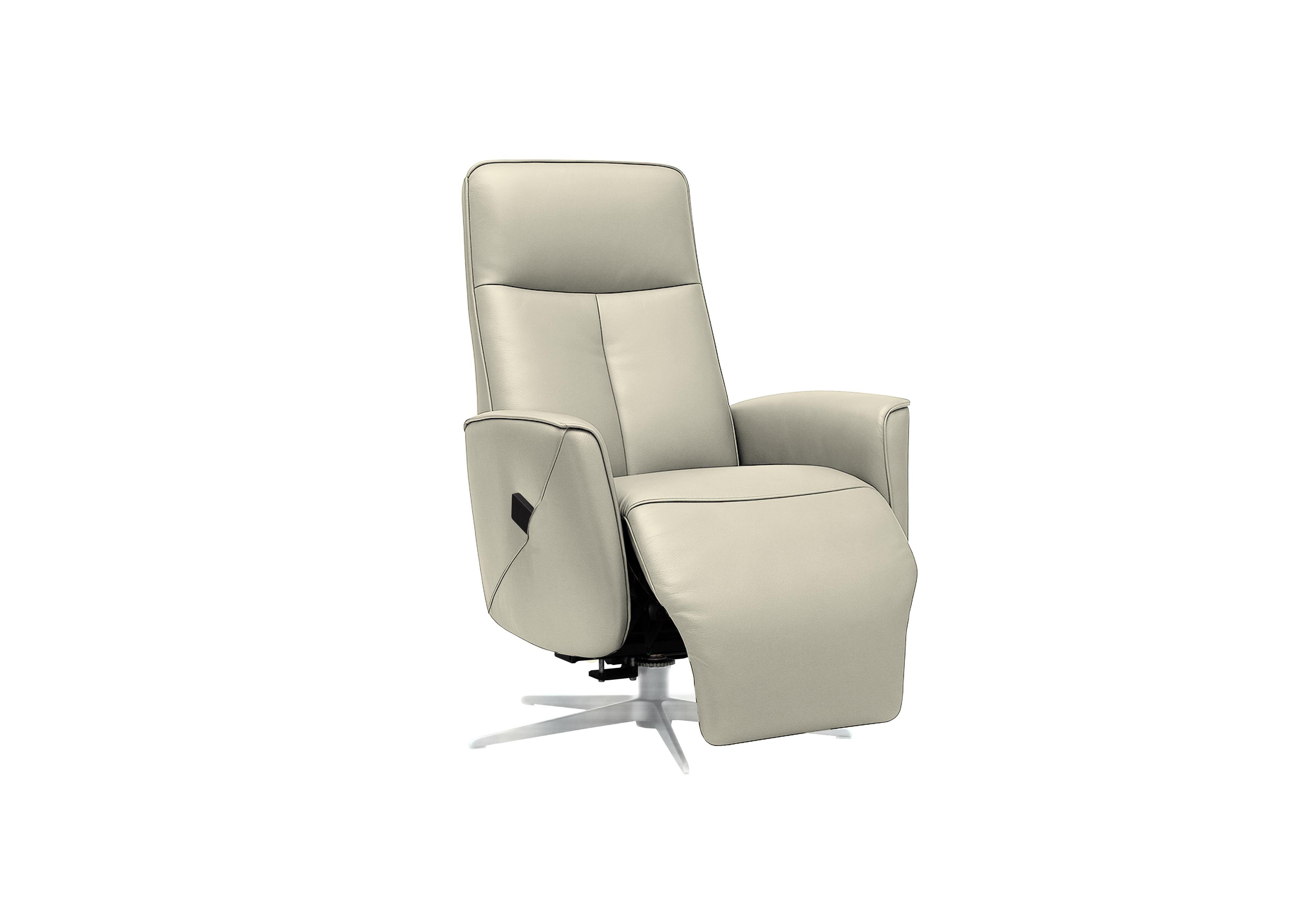 Maribo Leather Lift and Rise Power Recliner Chair with Power Headrest and Chrome Base in H007 Durham Dove on Furniture Village