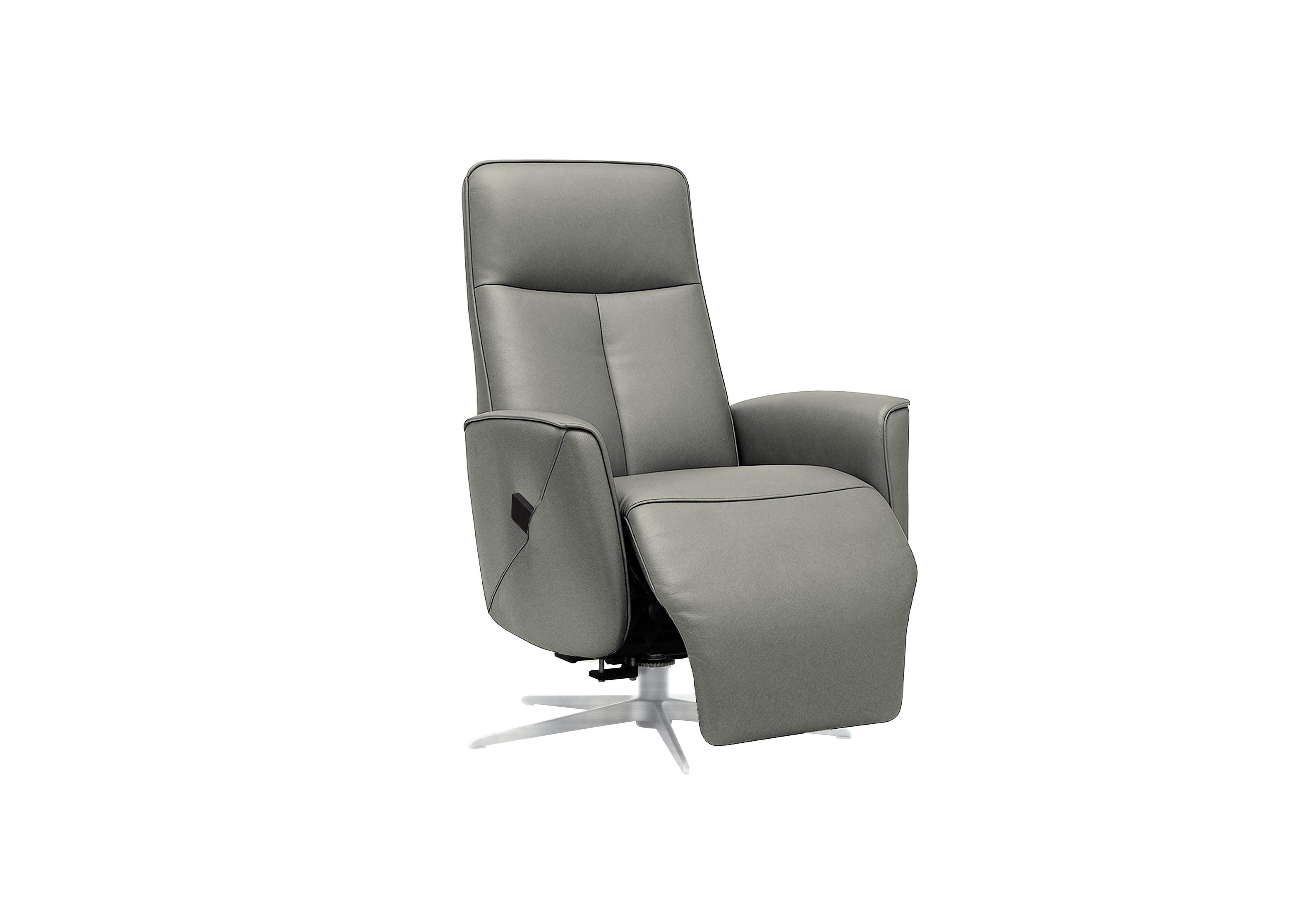 Maribo Leather Lift and Rise Power Recliner Chair with Power Headrest and Chrome Base in H008 Durham Steel on Furniture Village