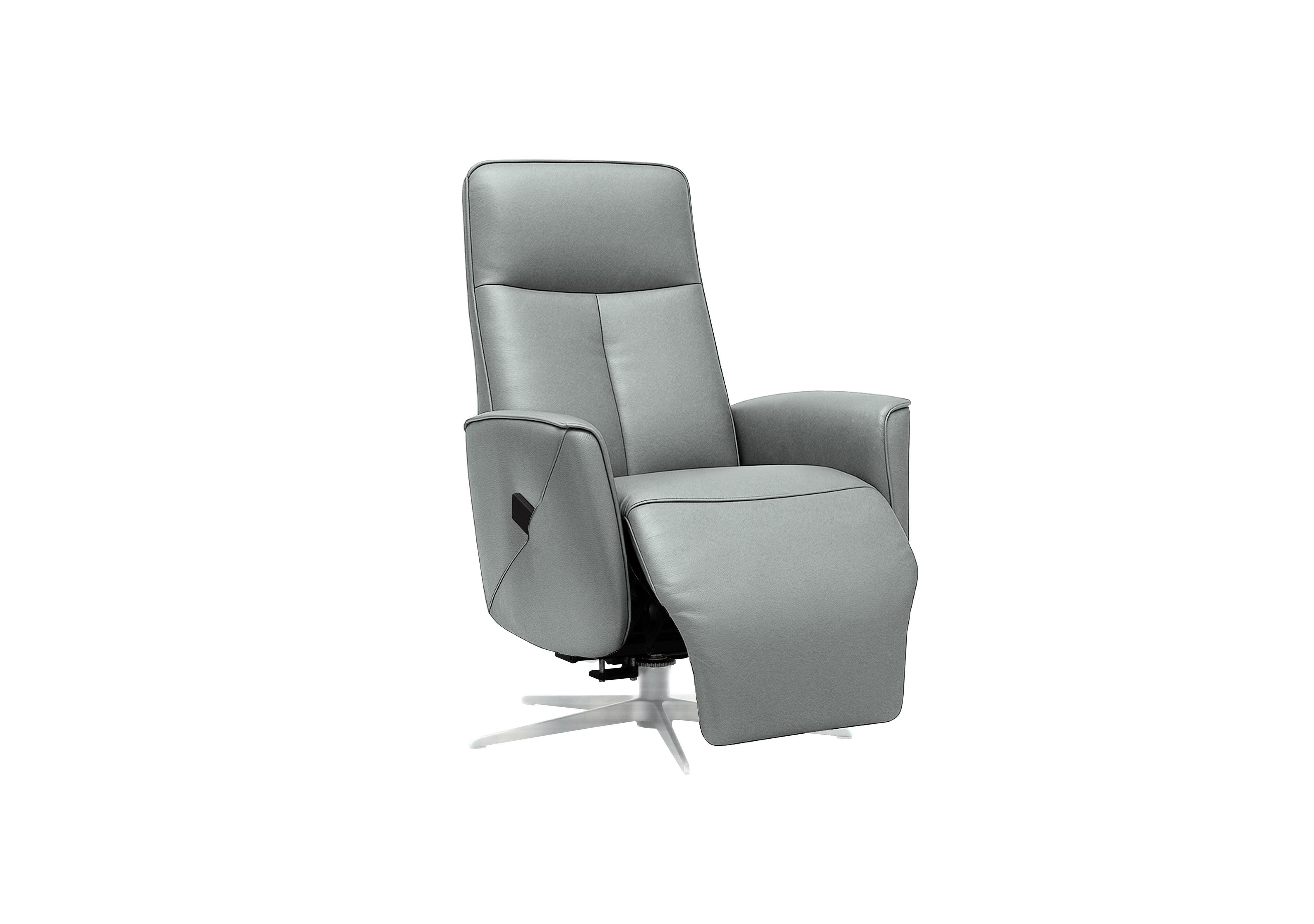 Maribo Leather Lift and Rise Power Recliner Chair with Power Headrest and Chrome Base in L842 Cambridge Grey on Furniture Village
