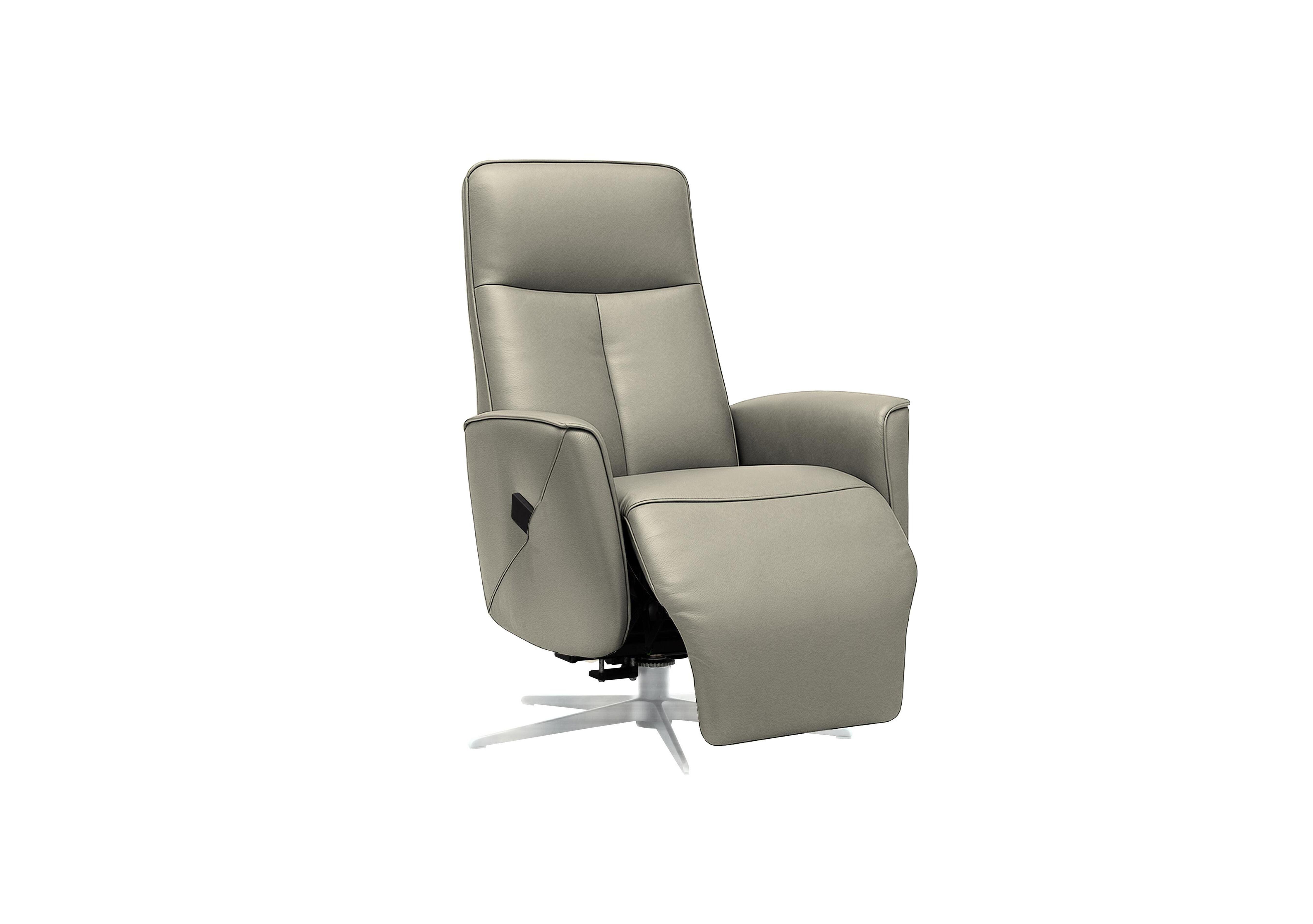 Maribo Leather Lift and Rise Power Recliner Chair with Power Headrest and Chrome Base in L846 Cambridge Taupe on Furniture Village