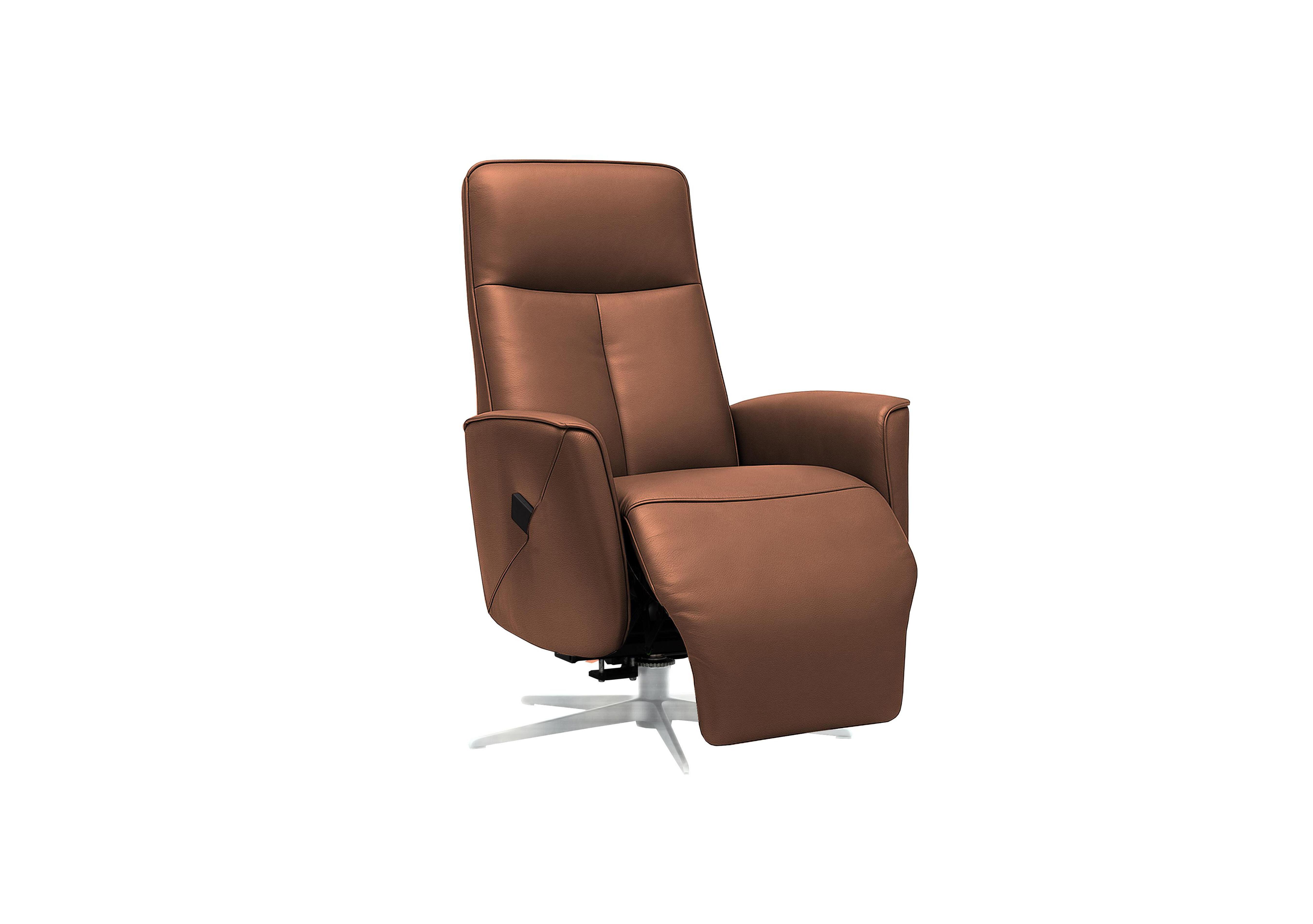 Maribo Leather Lift and Rise Power Recliner Chair with Power Headrest and Chrome Base in L848 Cambridge Conker on Furniture Village