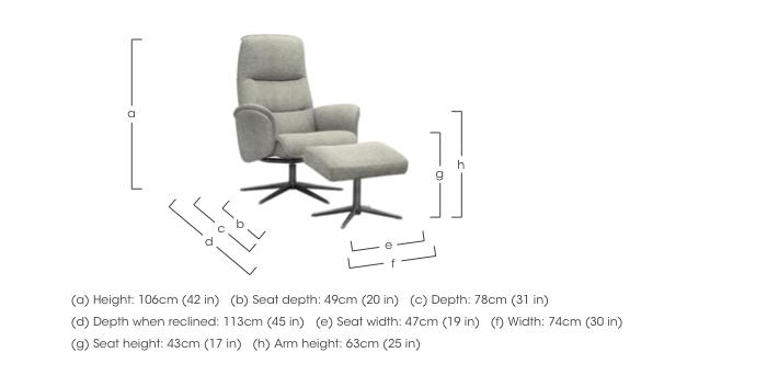 Falum Fabric Swivel Recliner Chair and Footstool with Black Base in  on Furniture Village