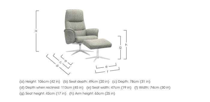 Falum Fabric Swivel Recliner Chair and Footstool with Chrome Base in  on Furniture Village