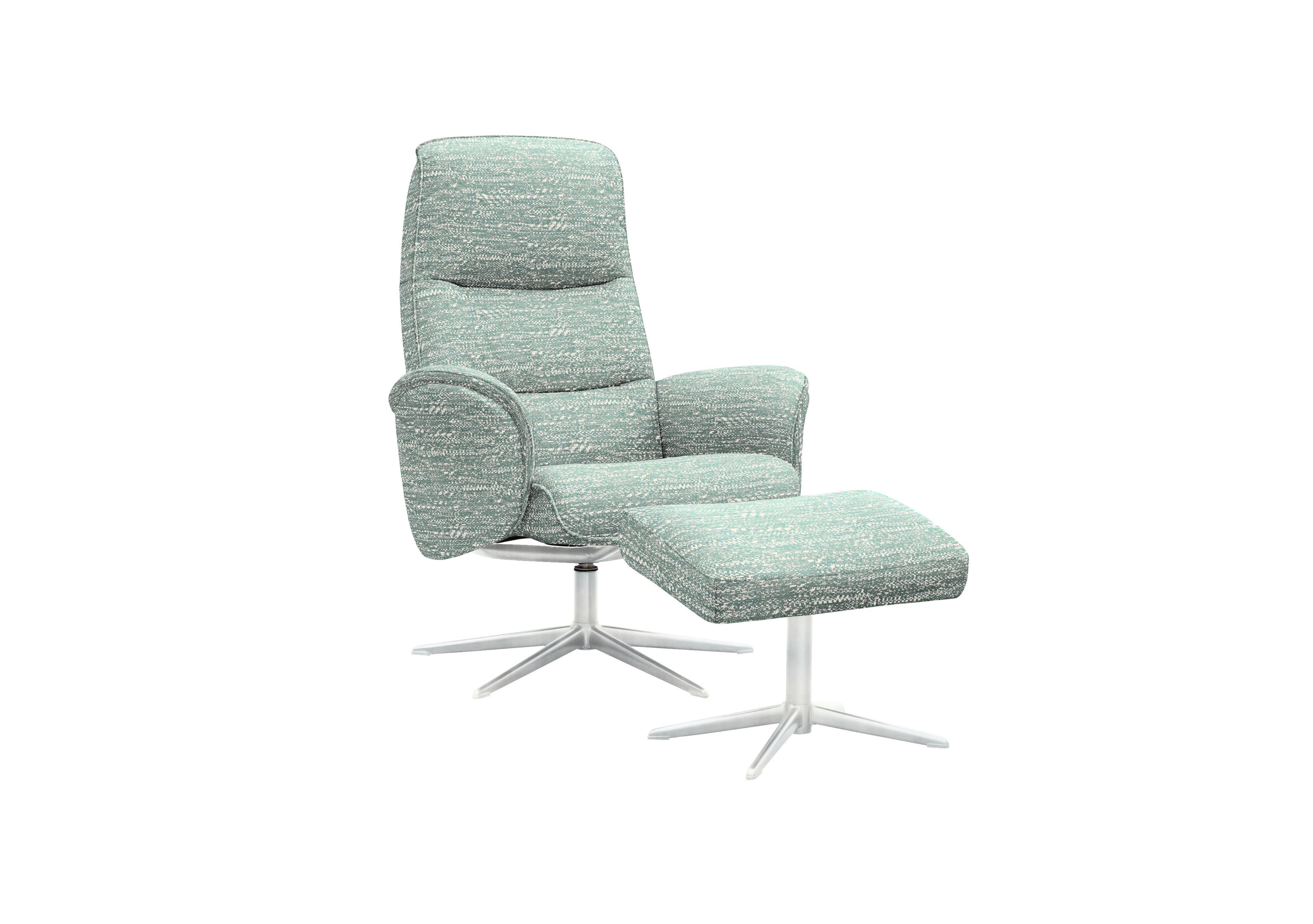 Falum Fabric Swivel Recliner Chair and Footstool with Chrome Base in A049 Maddox Olive on Furniture Village