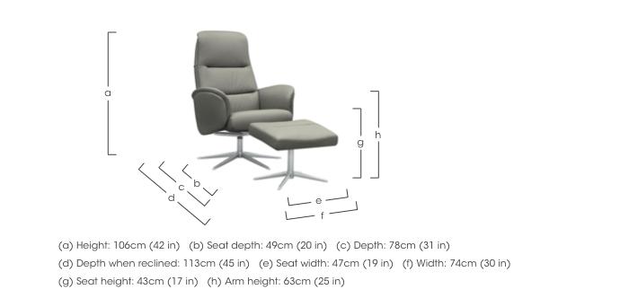 Falum Leather Swivel Recliner Chair and Footstool with Chrome Base in  on Furniture Village