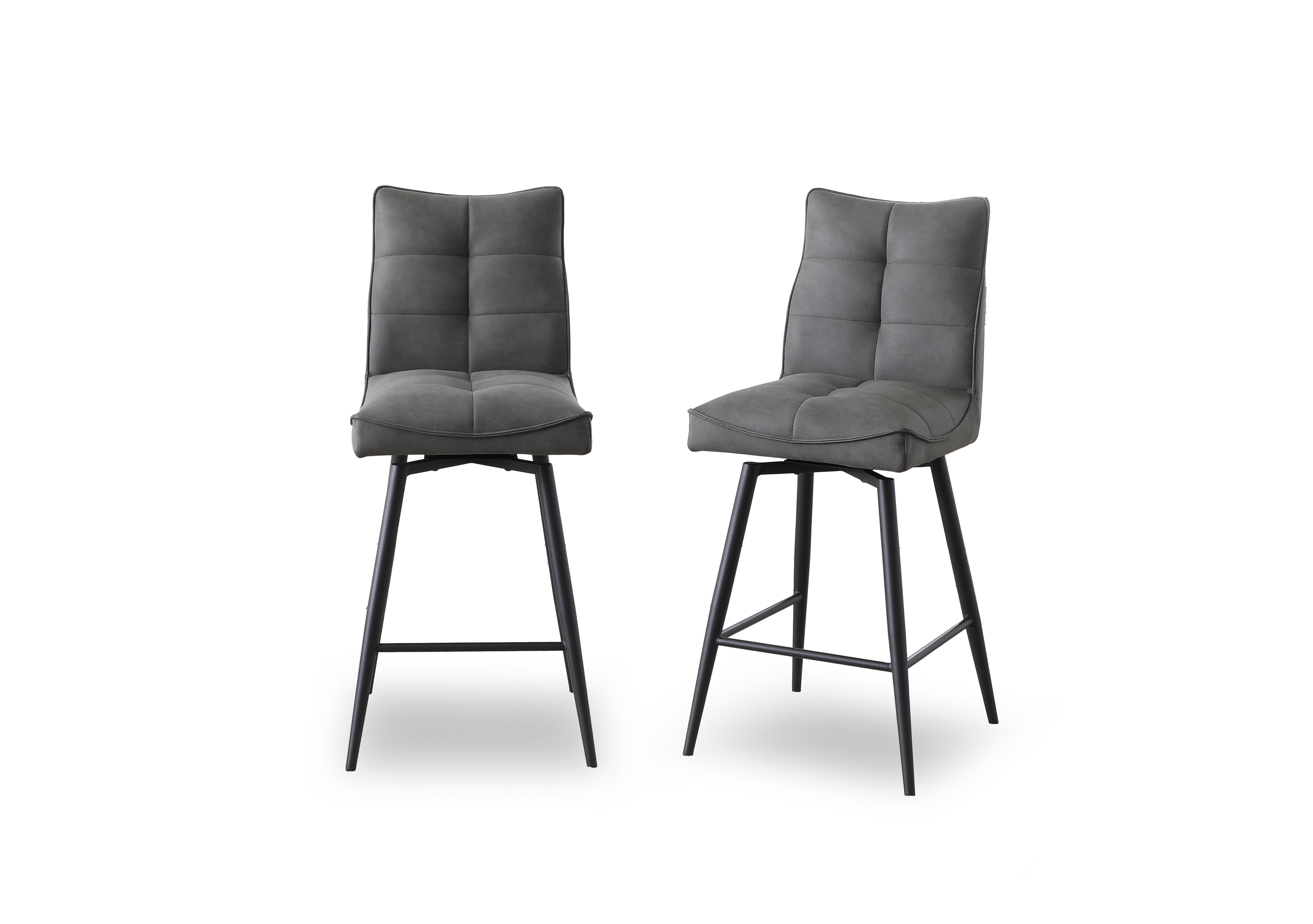 Germain Pair of Swivel Bar Stools in Charcoal on Furniture Village