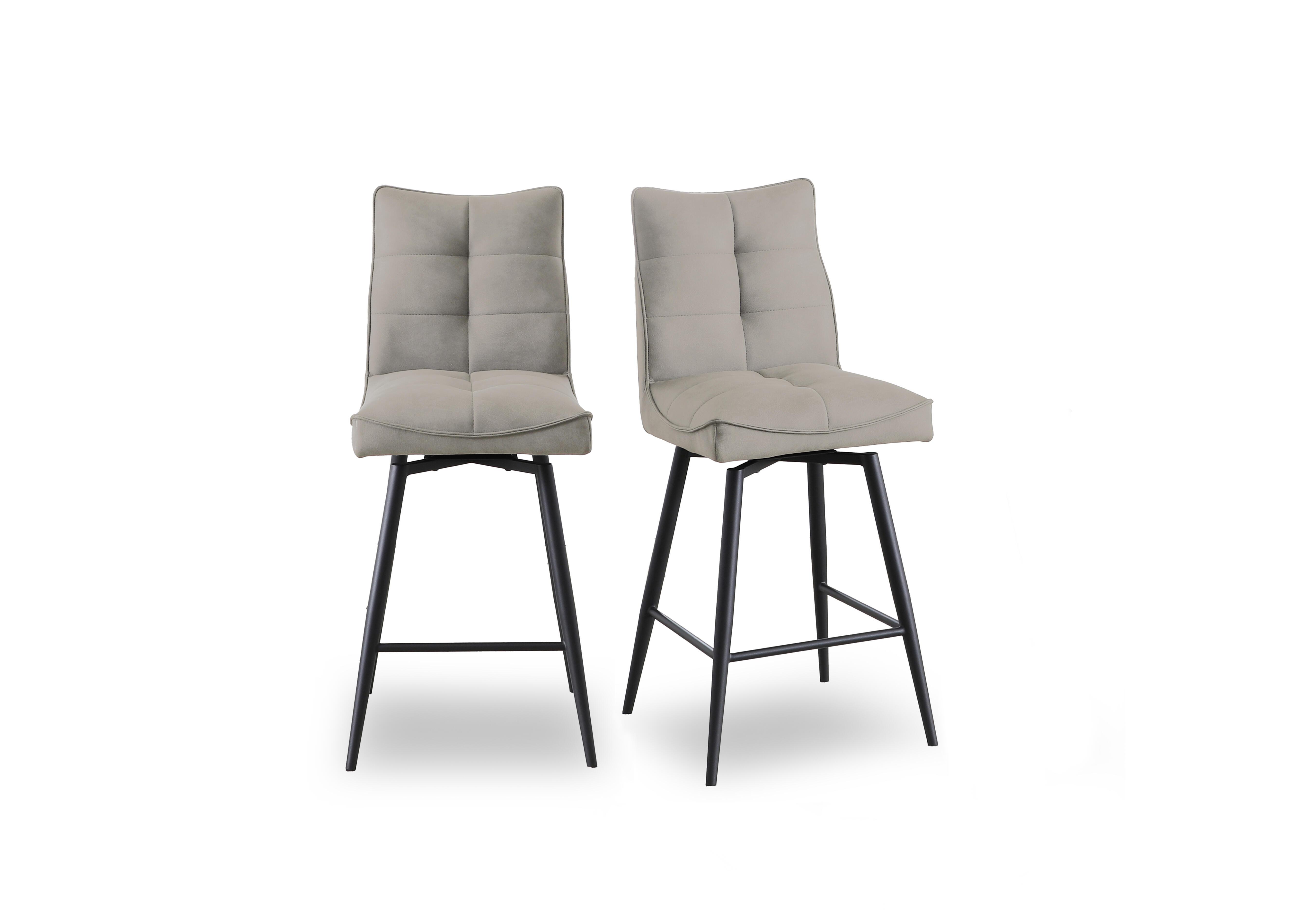 Germain Pair of Swivel Bar Stools in Taupe on Furniture Village