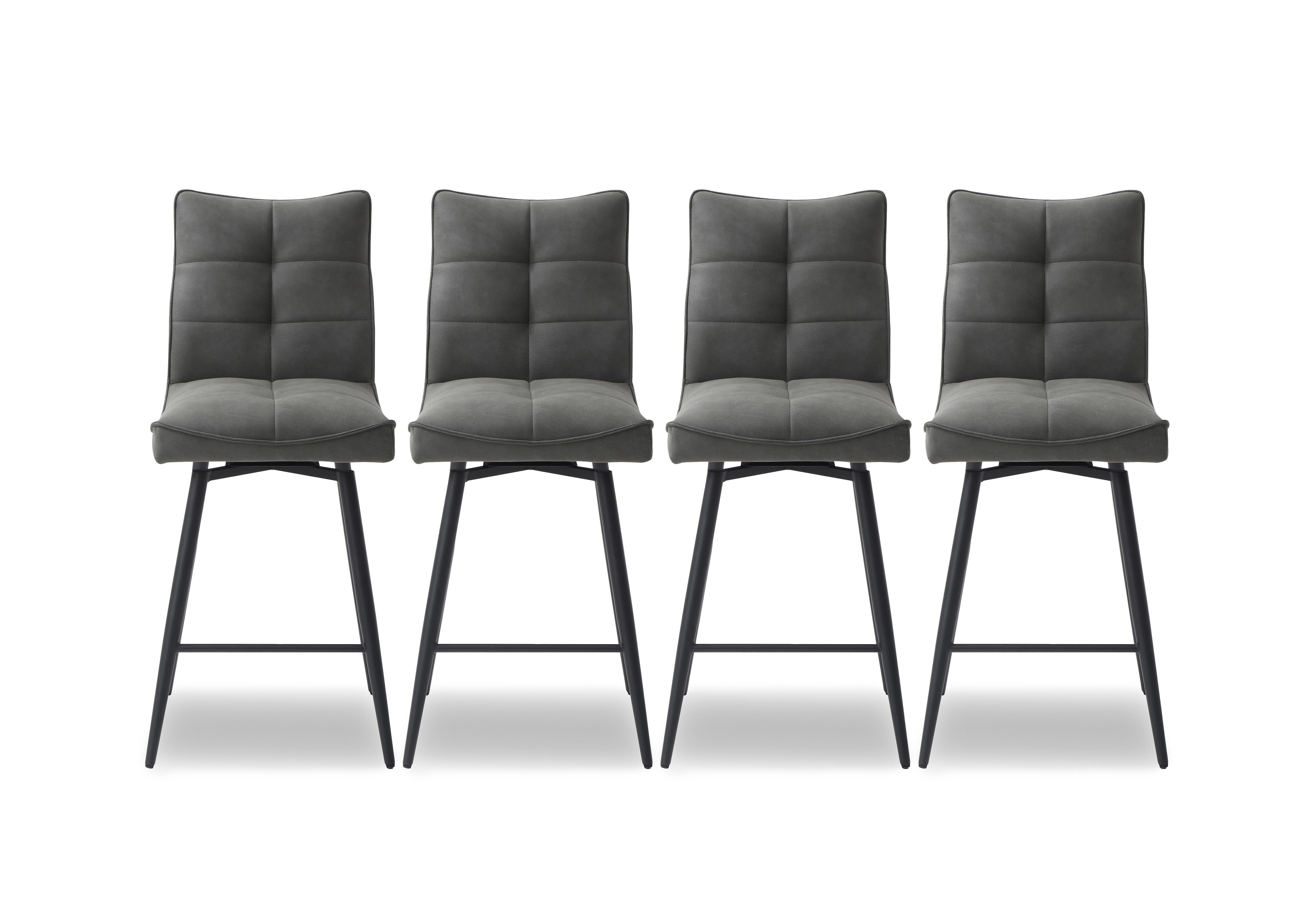 Germain Set of 4 Swivel Bar Stools in Charcoal on Furniture Village