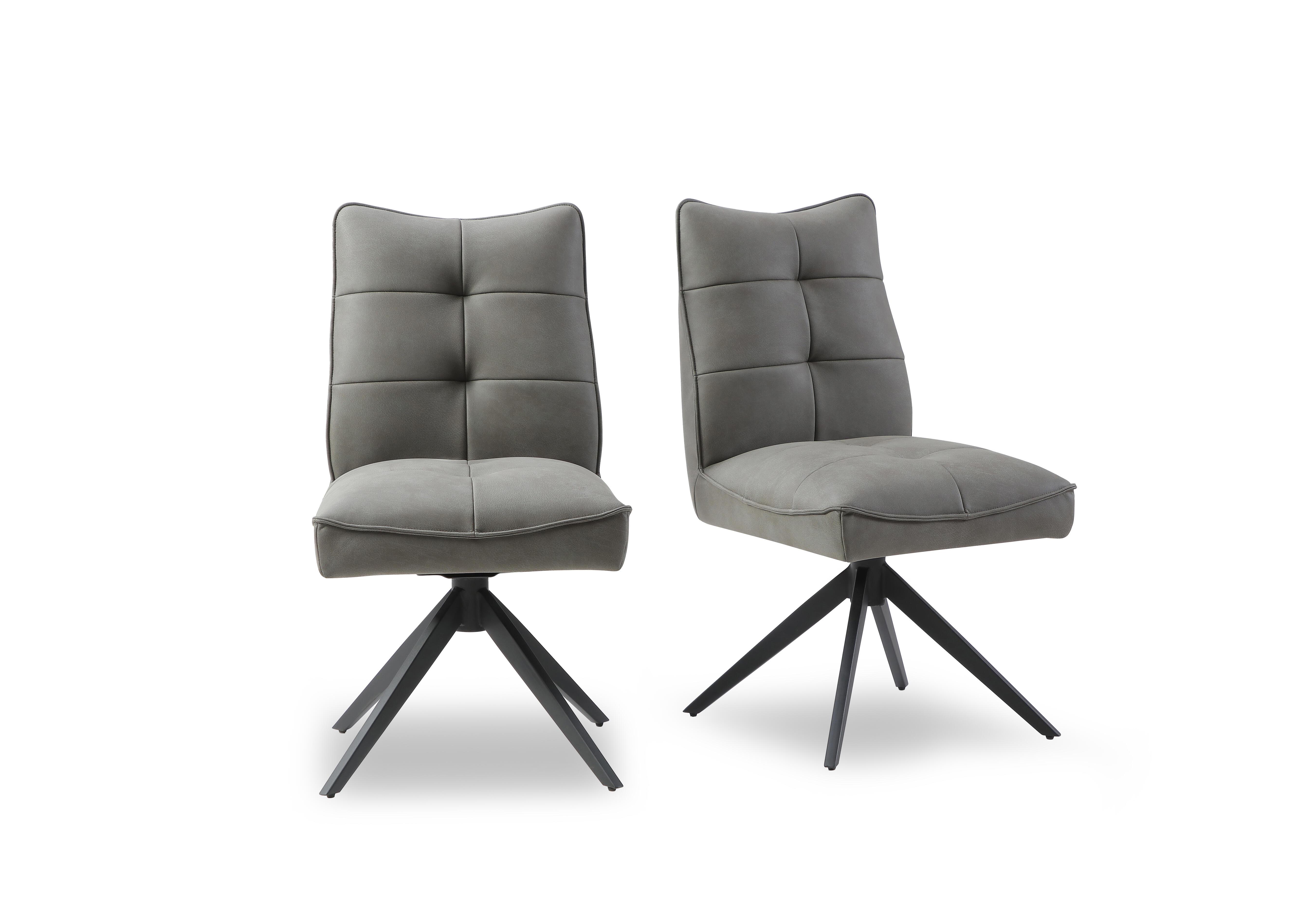 Germain Pair of Swivel Dining Chairs in Charcoal on Furniture Village