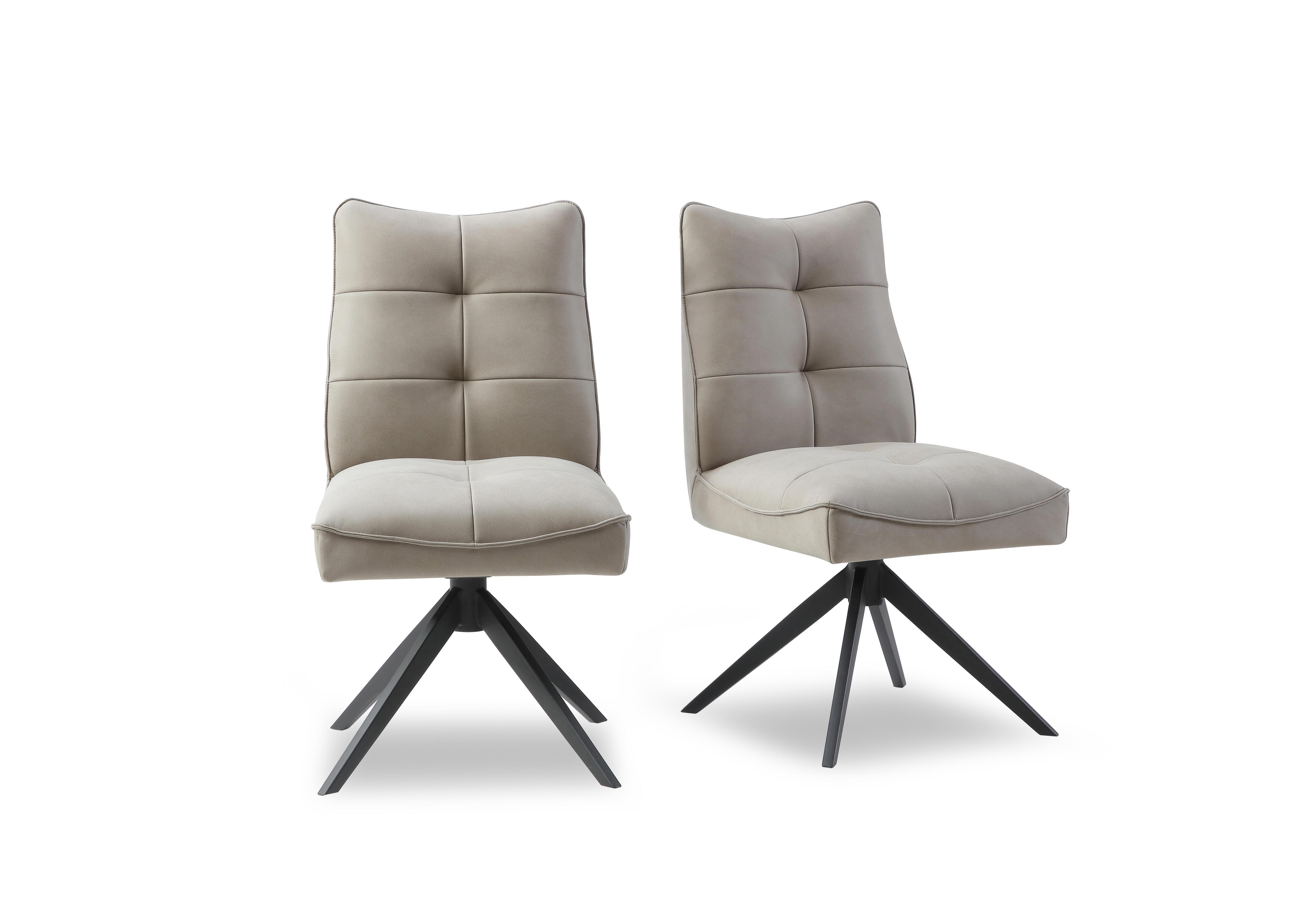 Germain Pair of Swivel Dining Chairs in Taupe on Furniture Village