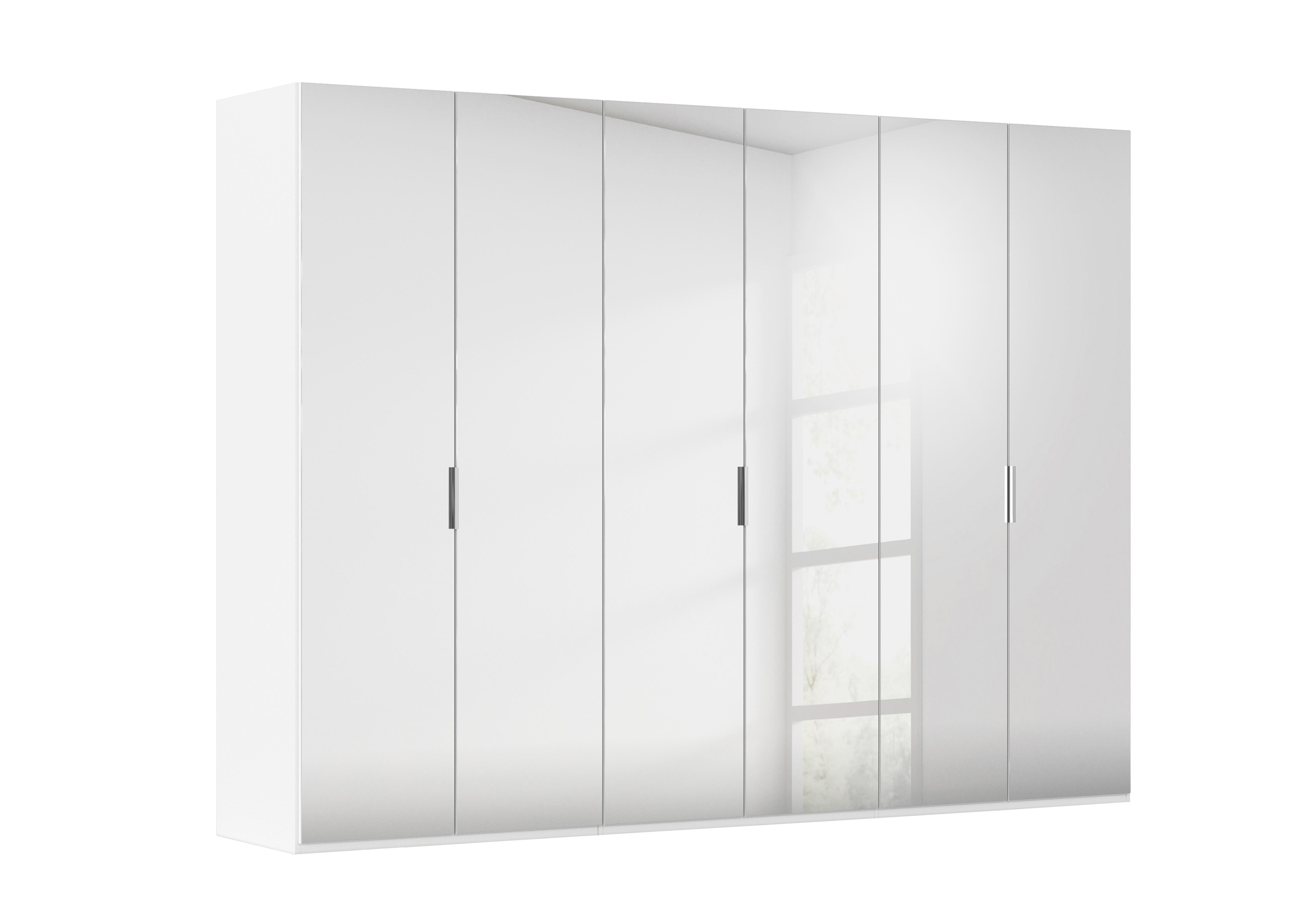 Formes 6 Door Bifold Wardrobe with Mirror Doors in A130b White White Front on Furniture Village