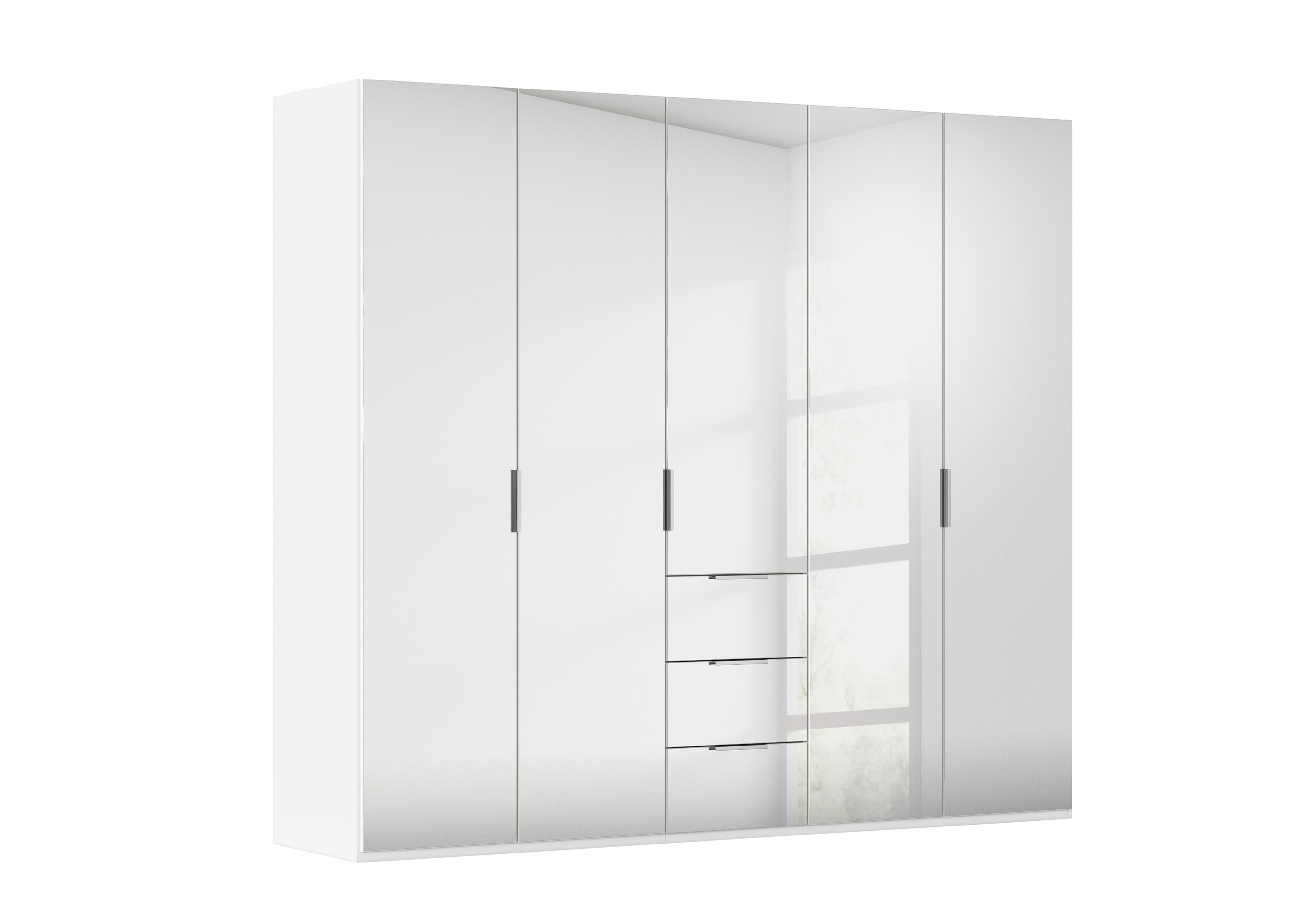 Formes 5 Door Bifold Combi Mirror Wardrobe in A130b White White Front on Furniture Village
