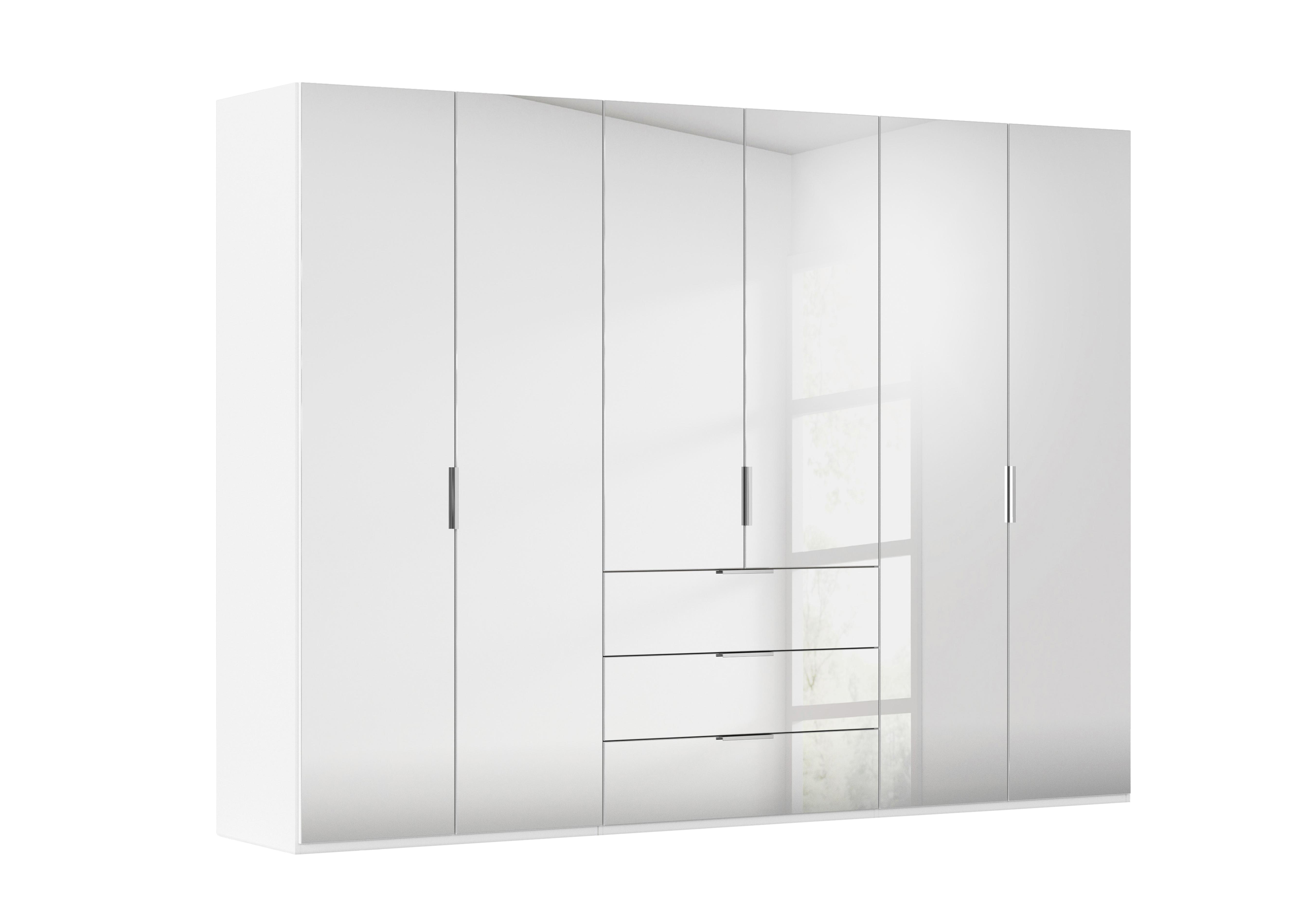Formes 6 Door Bifold Combi Mirror Wardrobe in A131b White White Front on Furniture Village