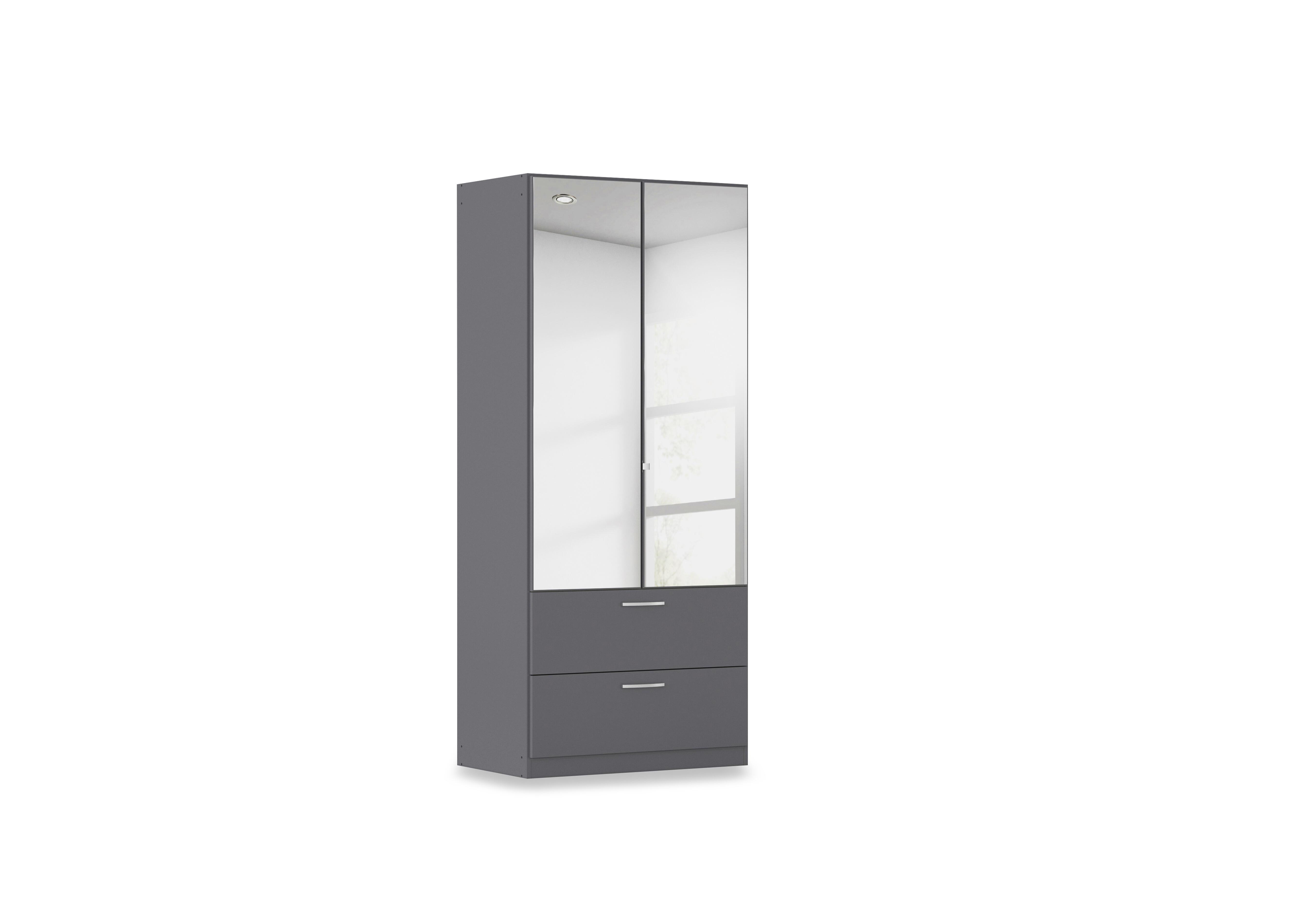 Impulse 91cm 2 Door Combi Wardrobe with 2 Mirror Doors in Aw93b Metallic Grey on Furniture Village