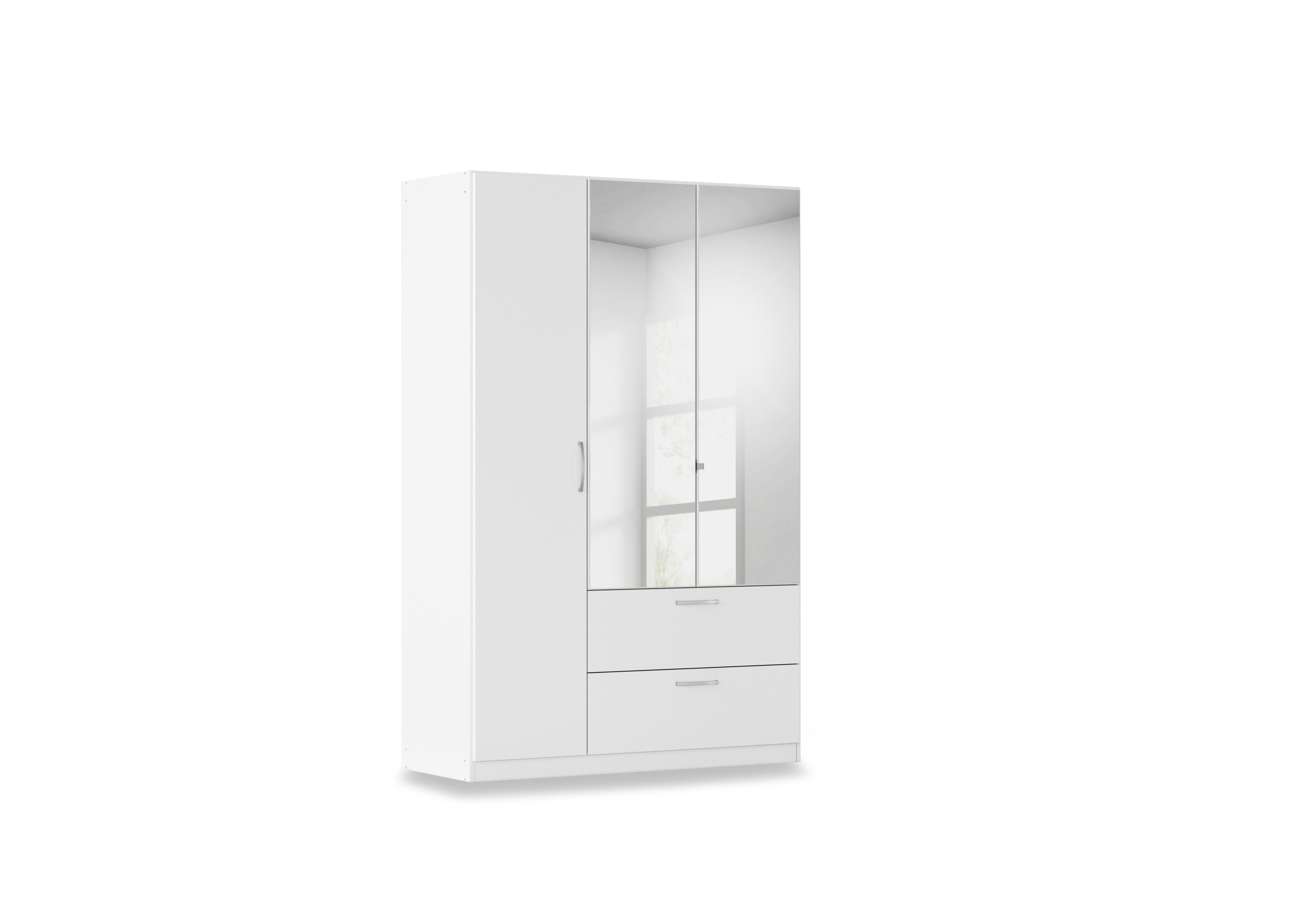 Impulse 136cm 3 Door Combi Wardrobe with 2 Mirror Doors in A750b Alpine White on Furniture Village