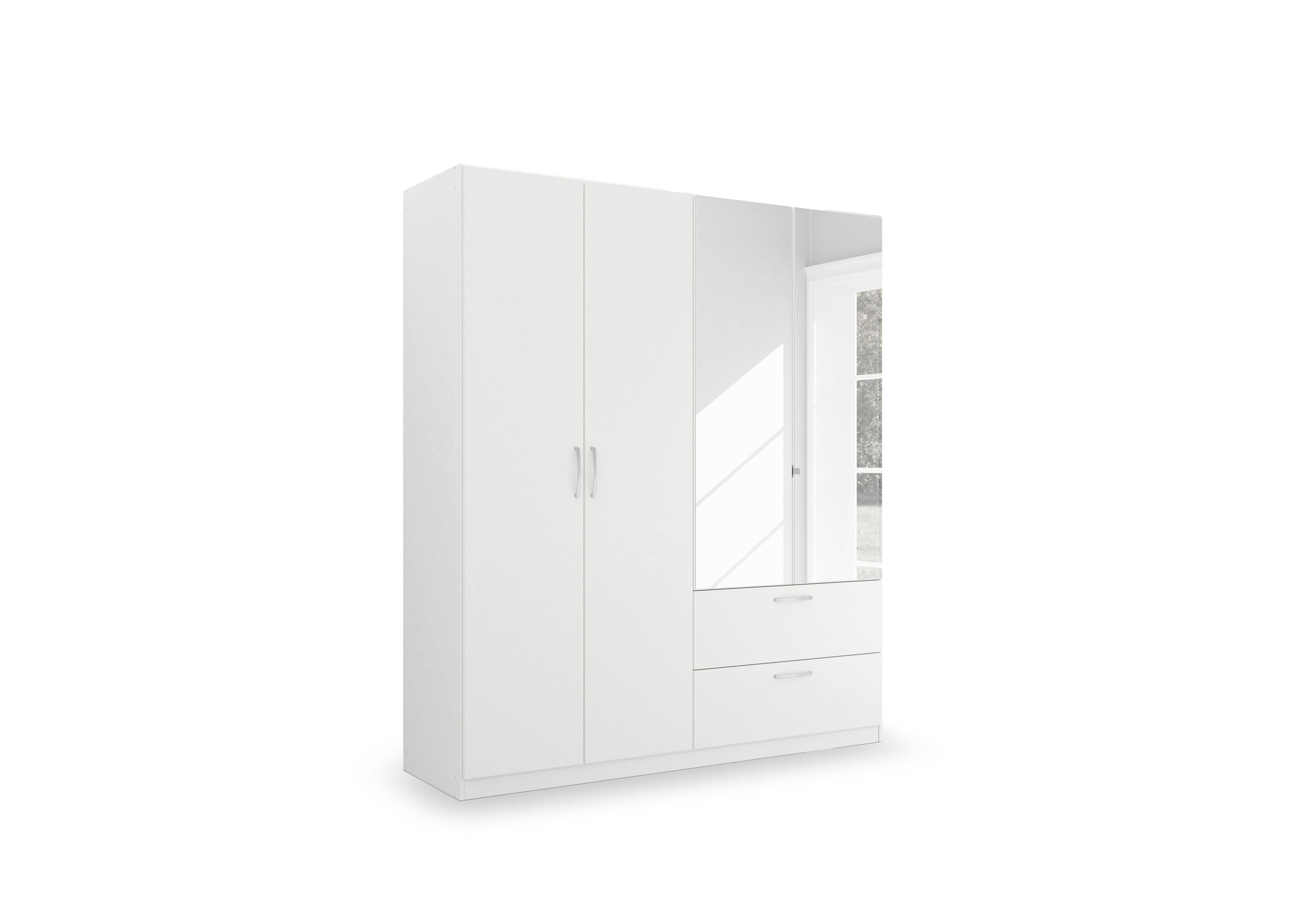 Impulse 181cm 4 Door Combi Wardrobe with 2 Mirror Doors in A750b Alpine White on Furniture Village