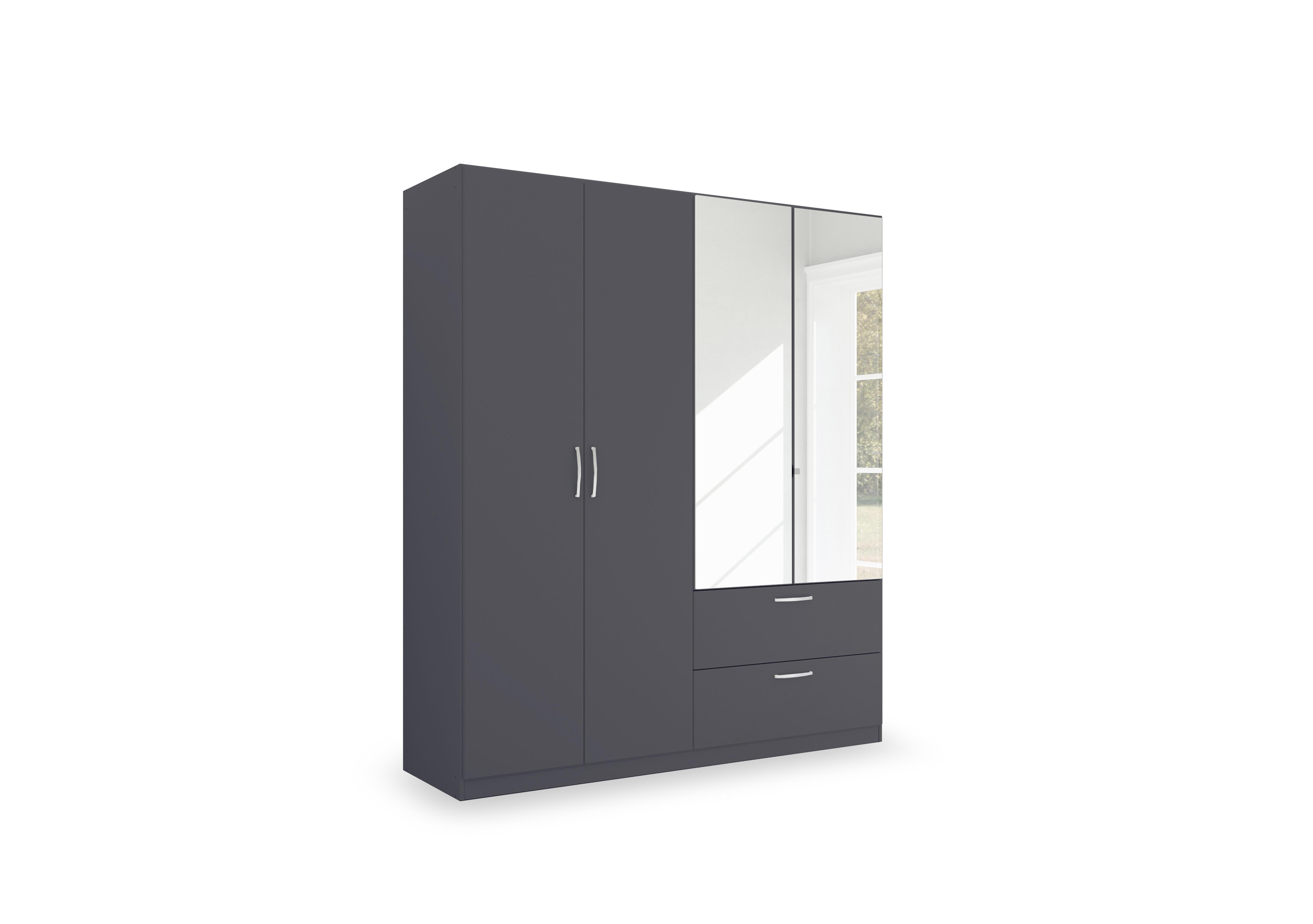 Impulse 181cm 4 Door Combi Wardrobe with 2 Mirror Doors in Aw93b Metallic Grey on Furniture Village