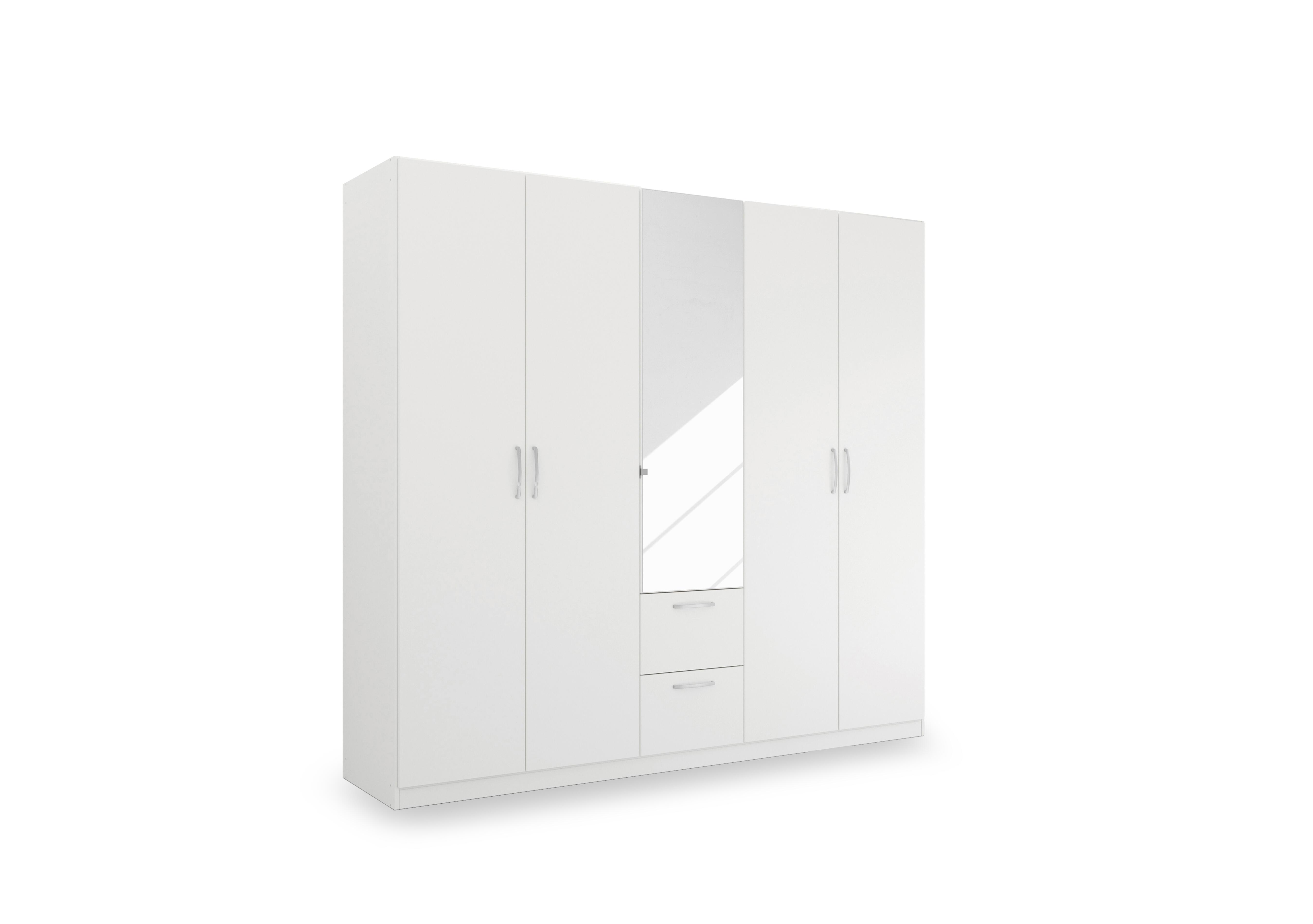 Impulse 226cm 5 Door Combi Wardrobe with Mirror Door in A750b Alpine White on Furniture Village