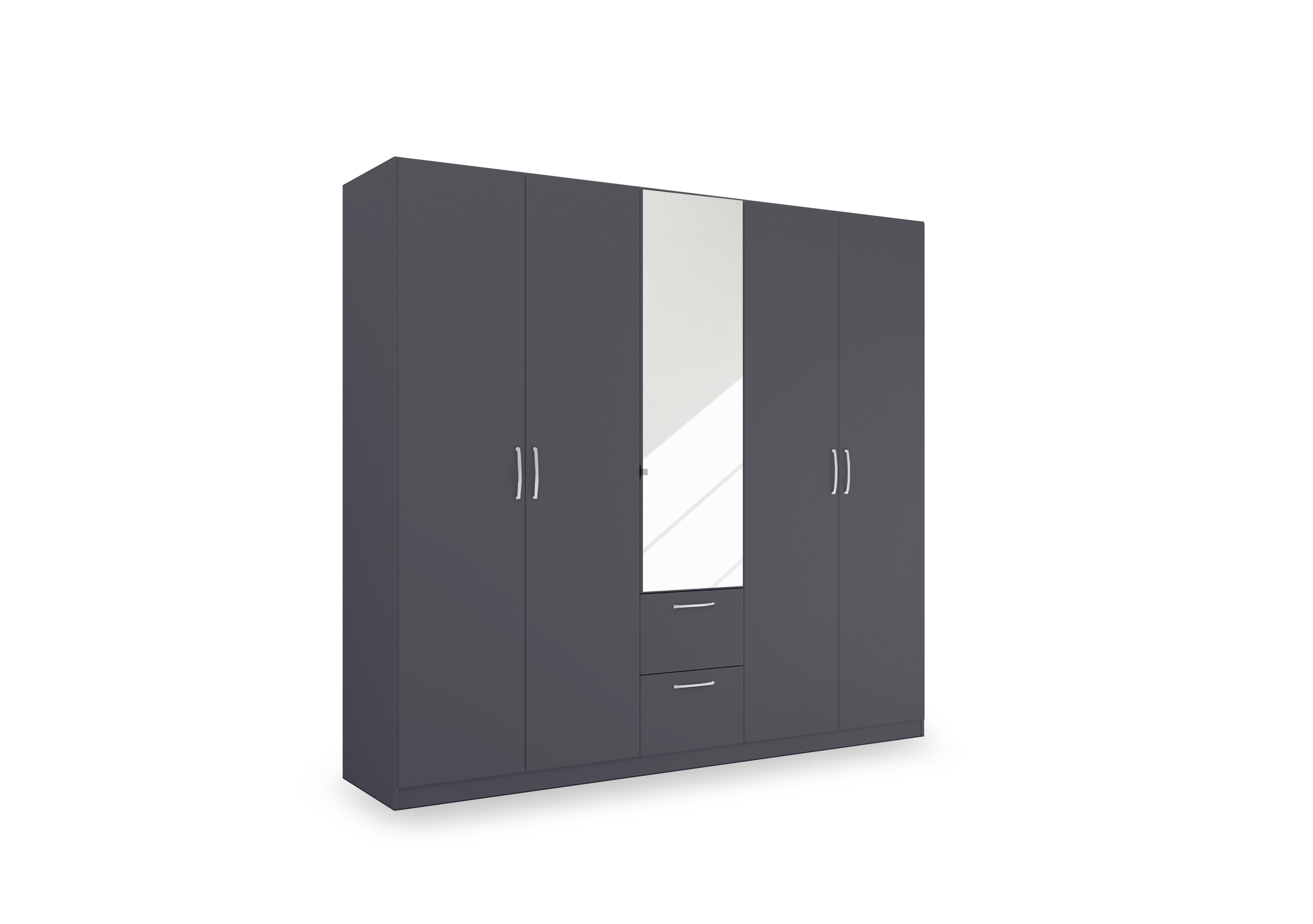 Impulse 226cm 5 Door Combi Wardrobe with Mirror Door in Aw93b Metallic Grey on Furniture Village