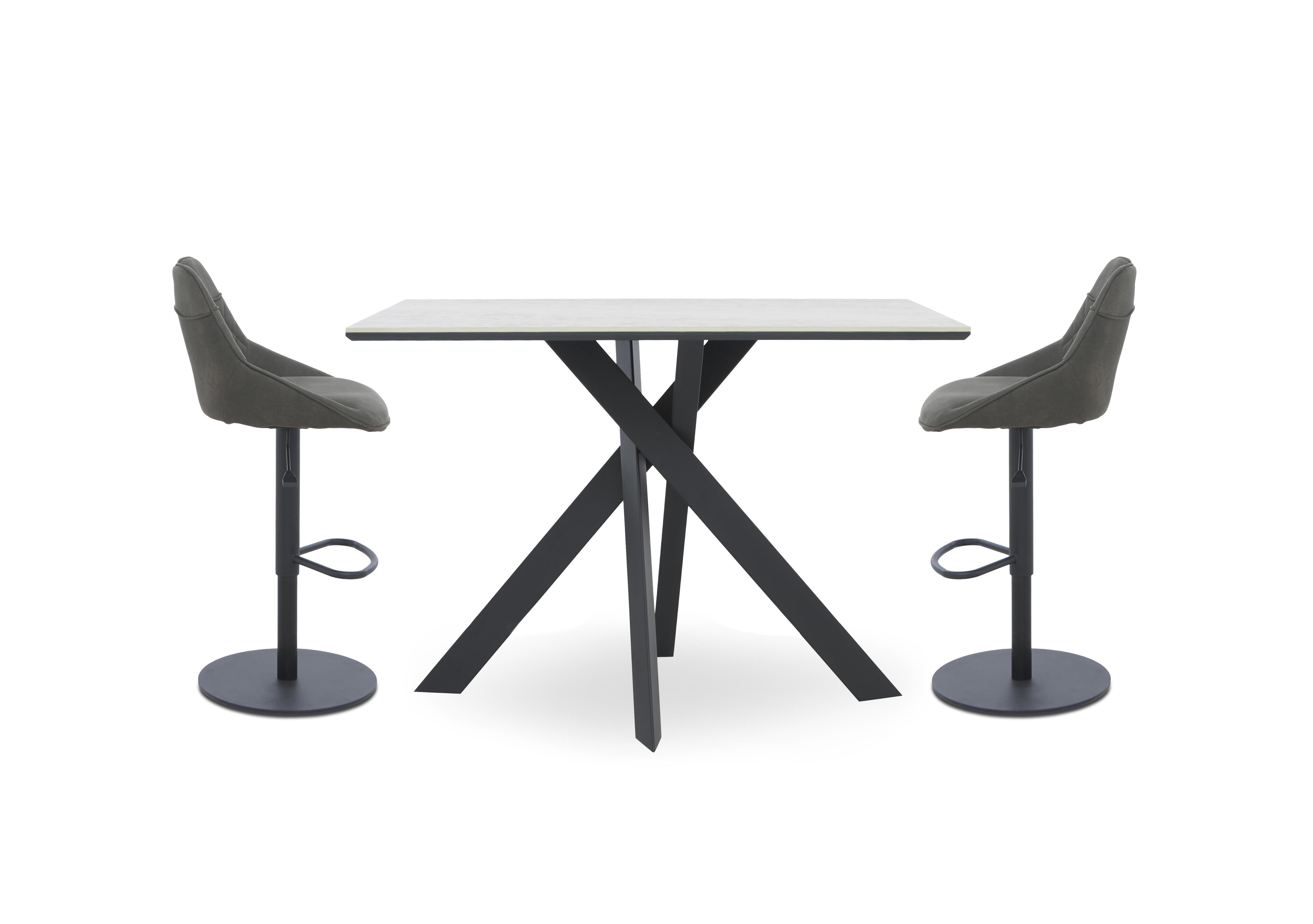 Warrior Crystal White Bar Table and 2 Swivel Bar Stools in Grey on Furniture Village