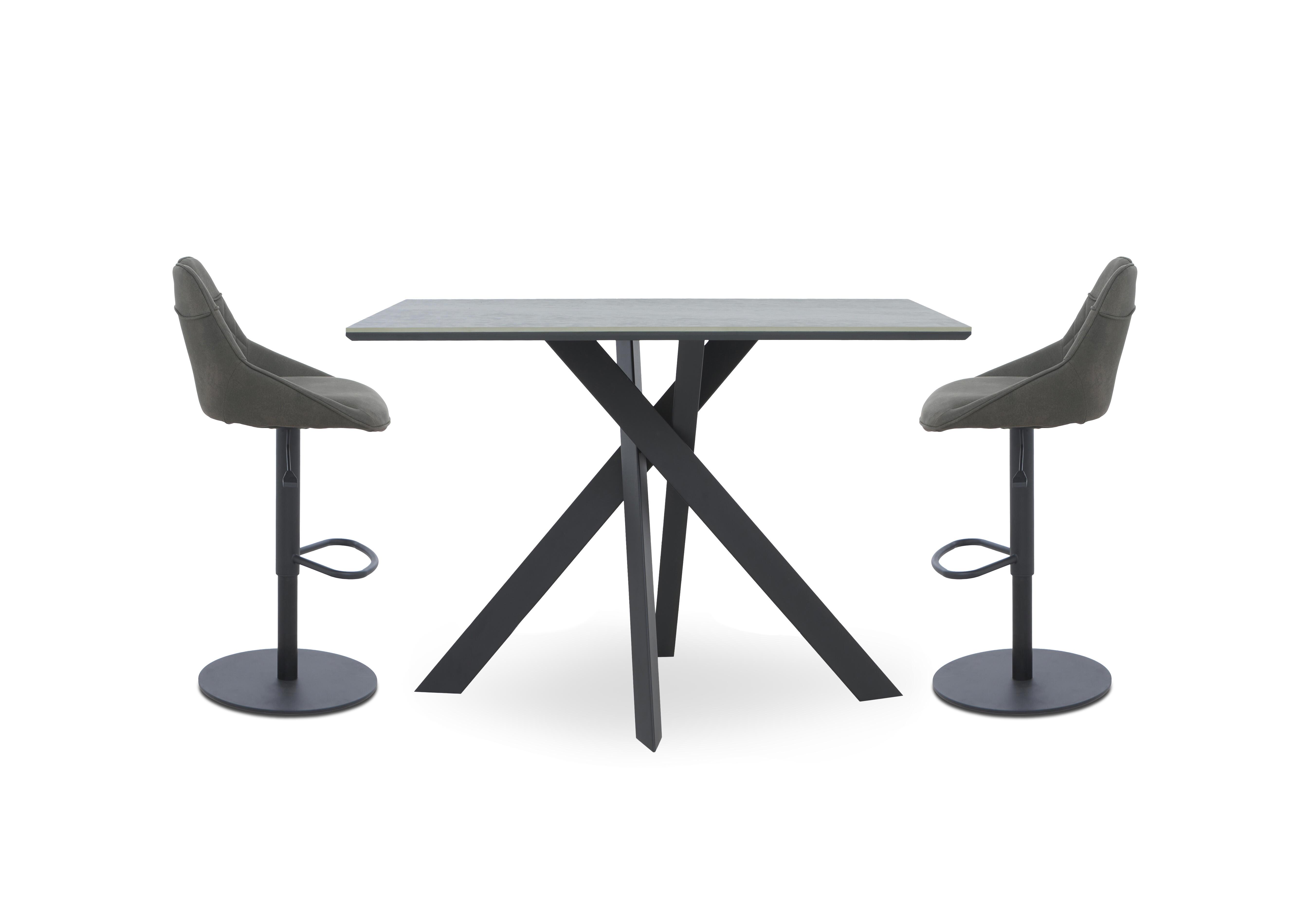 Warrior Grey Bar Table and 2 Swivel Bar Stools in Grey on Furniture Village