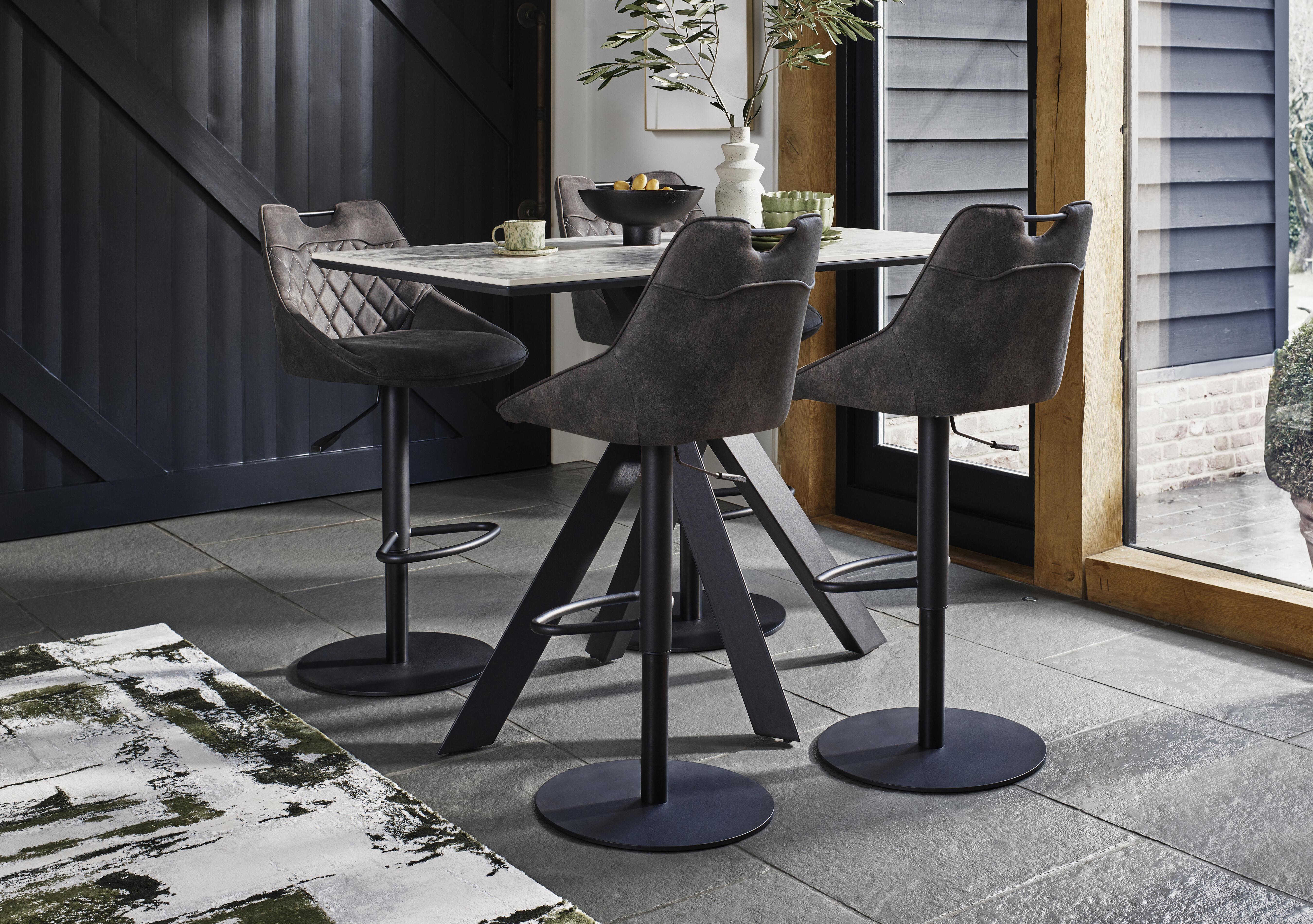 Warrior Crystal White Bar Table and 4 Swivel Bar Stools in  on Furniture Village