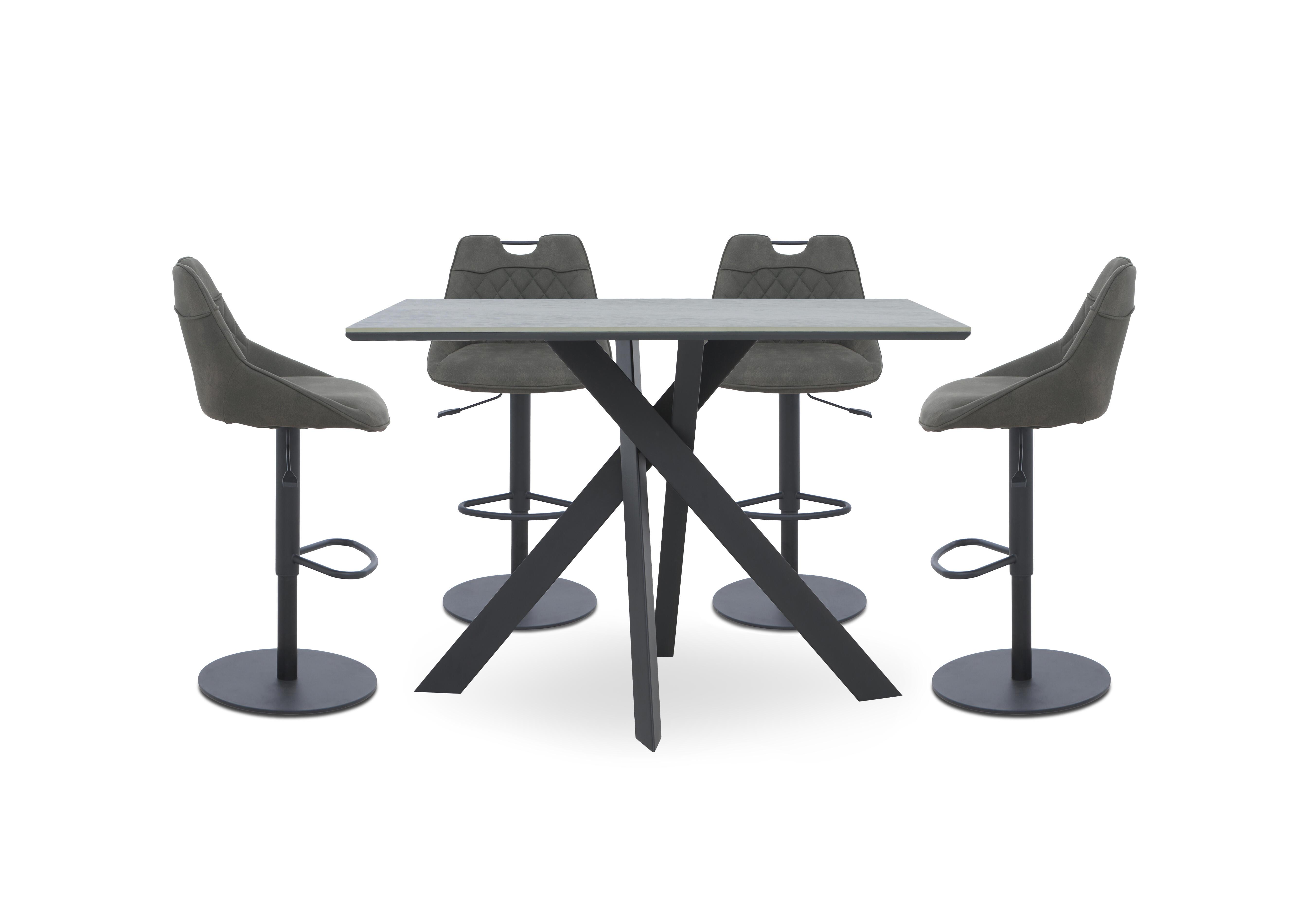 Warrior Grey Bar Table and 4 Swivel Bar Stools in Grey on Furniture Village