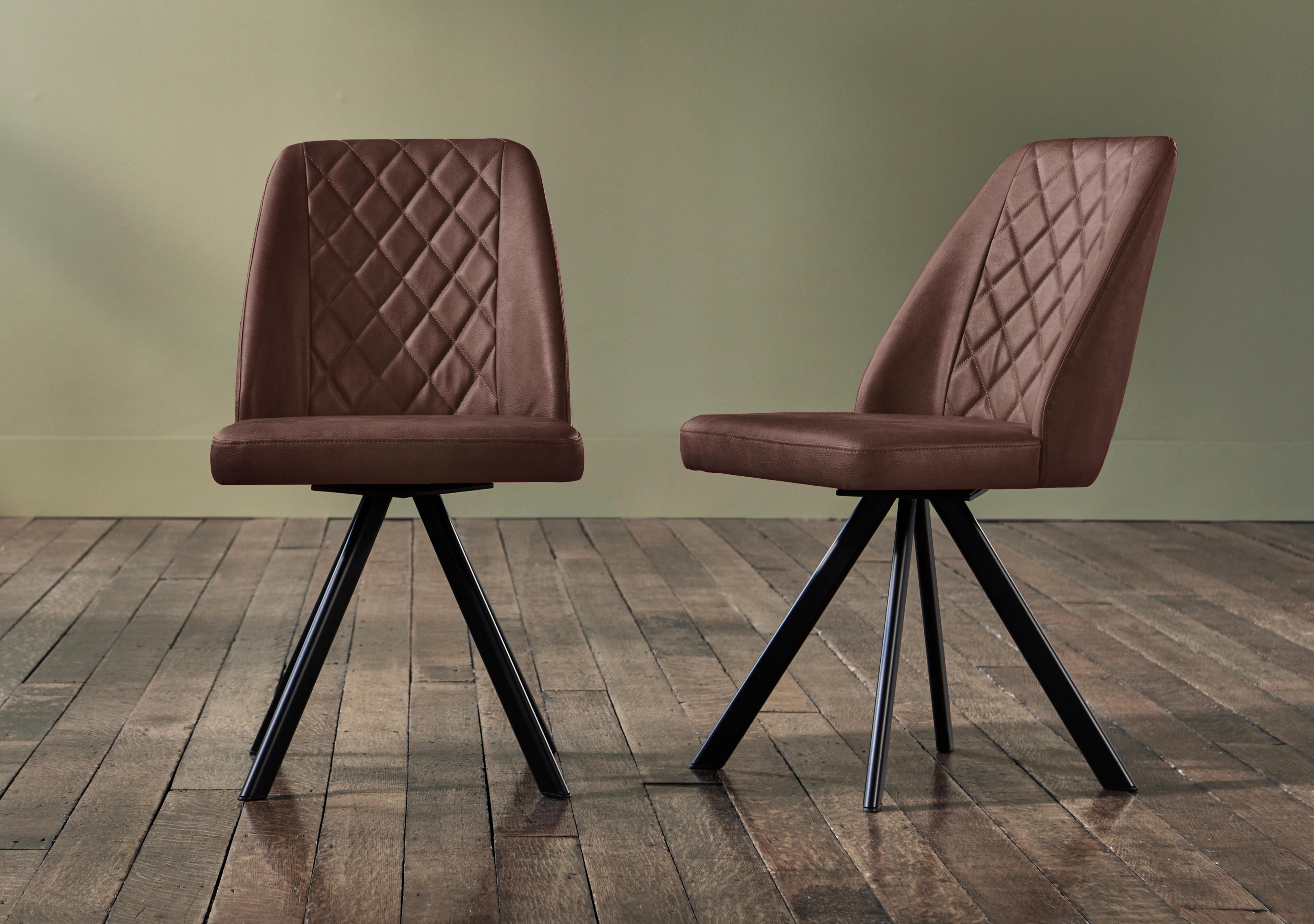 Jupiter Set of 4 Swivel Dining Chairs in Tan on Furniture Village