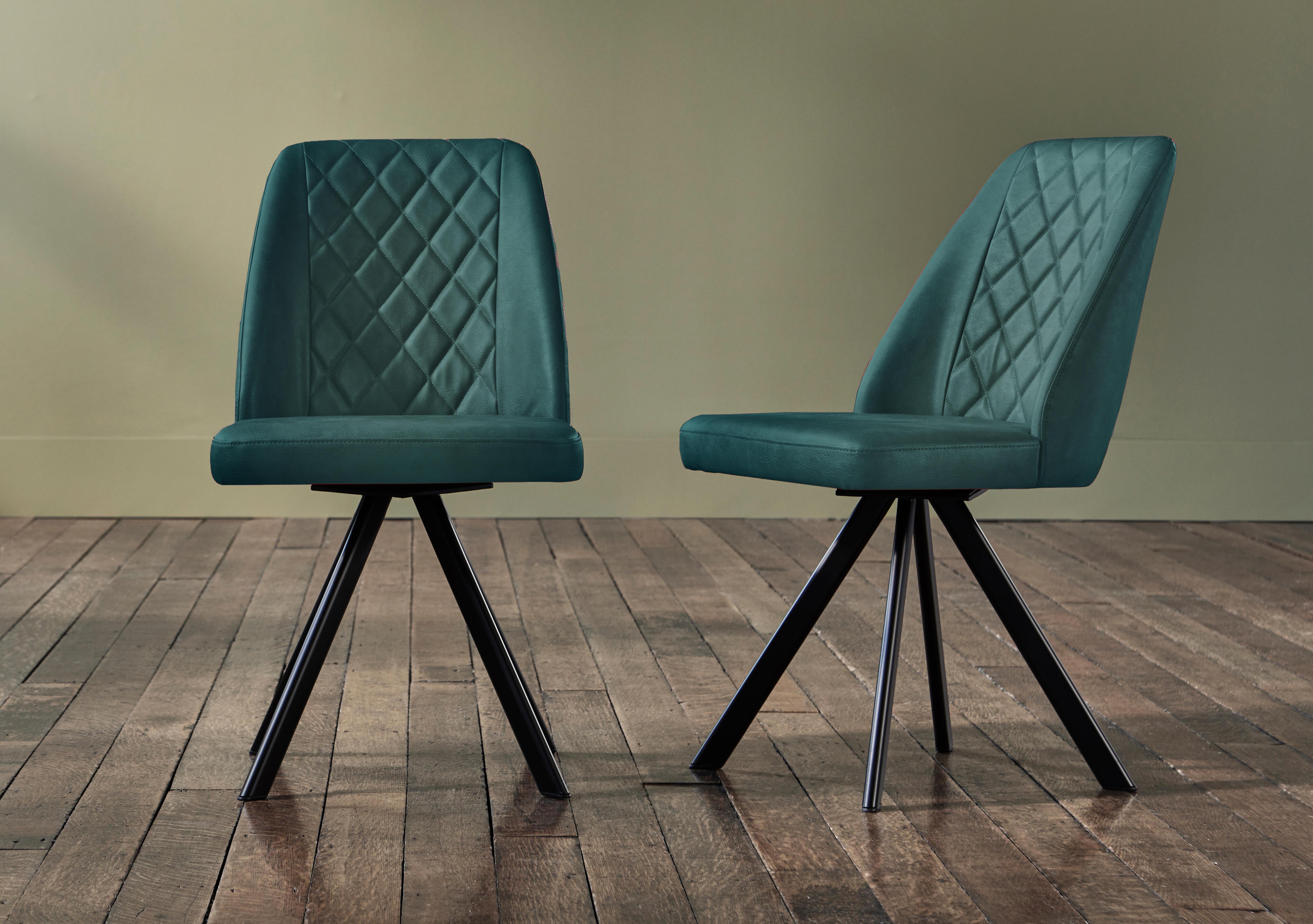 Jupiter Set of 6 Swivel Dining Chairs in Green on Furniture Village