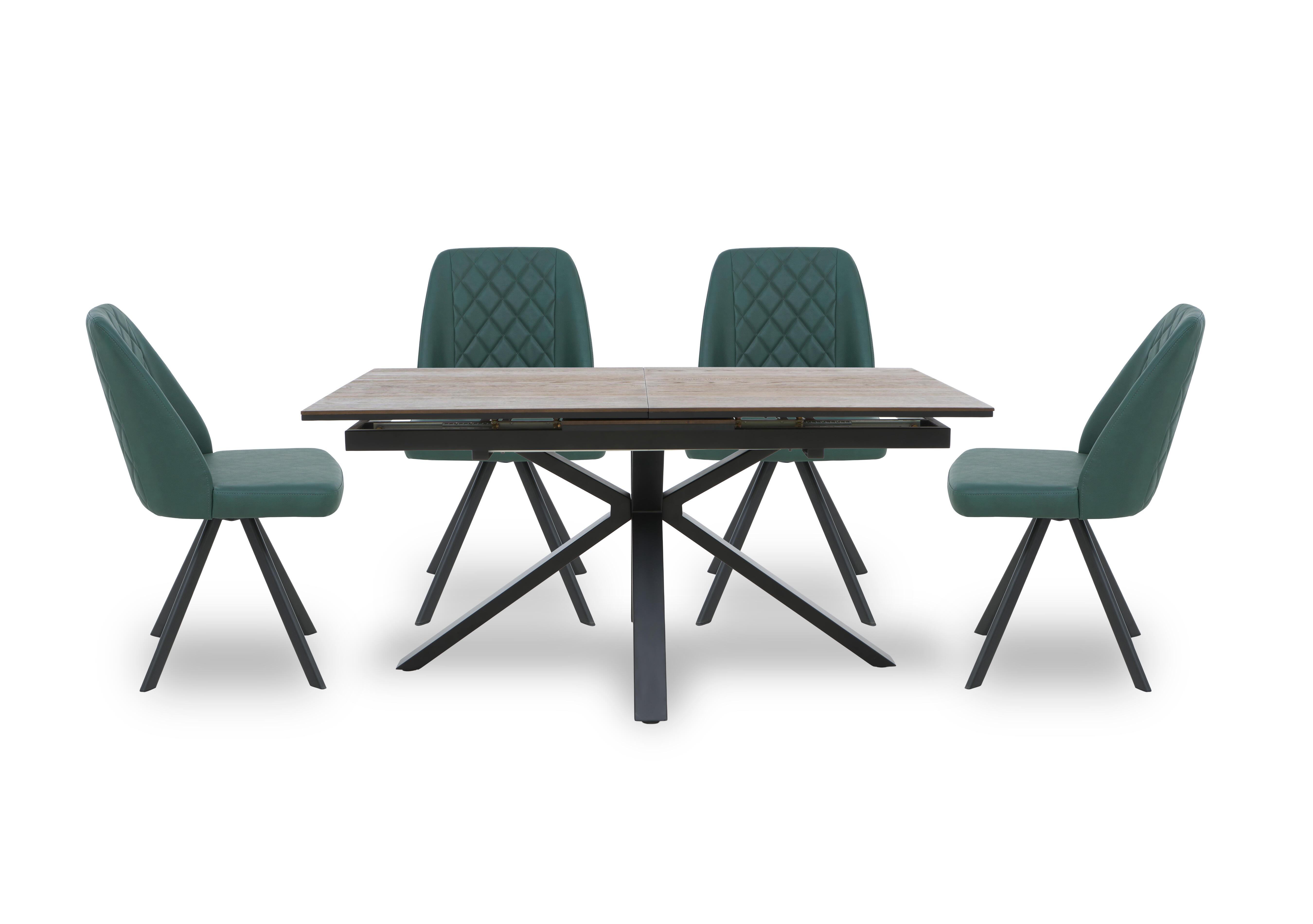 Jupiter Pop Up Extending Dining Table and 4 Swivel Dining Chairs in Green on Furniture Village