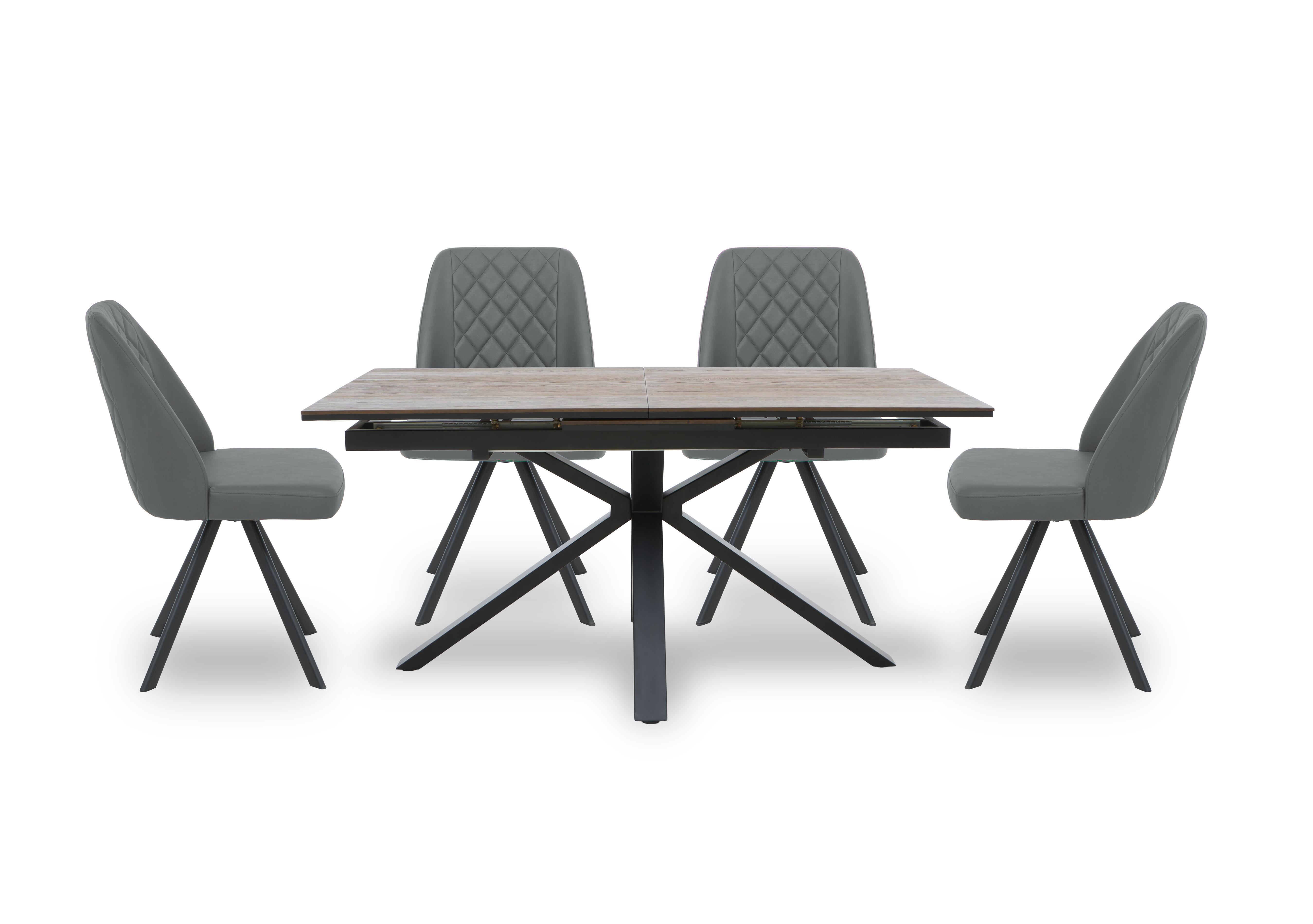 Jupiter Pop Up Extending Dining Table and 4 Swivel Dining Chairs in Grey on Furniture Village