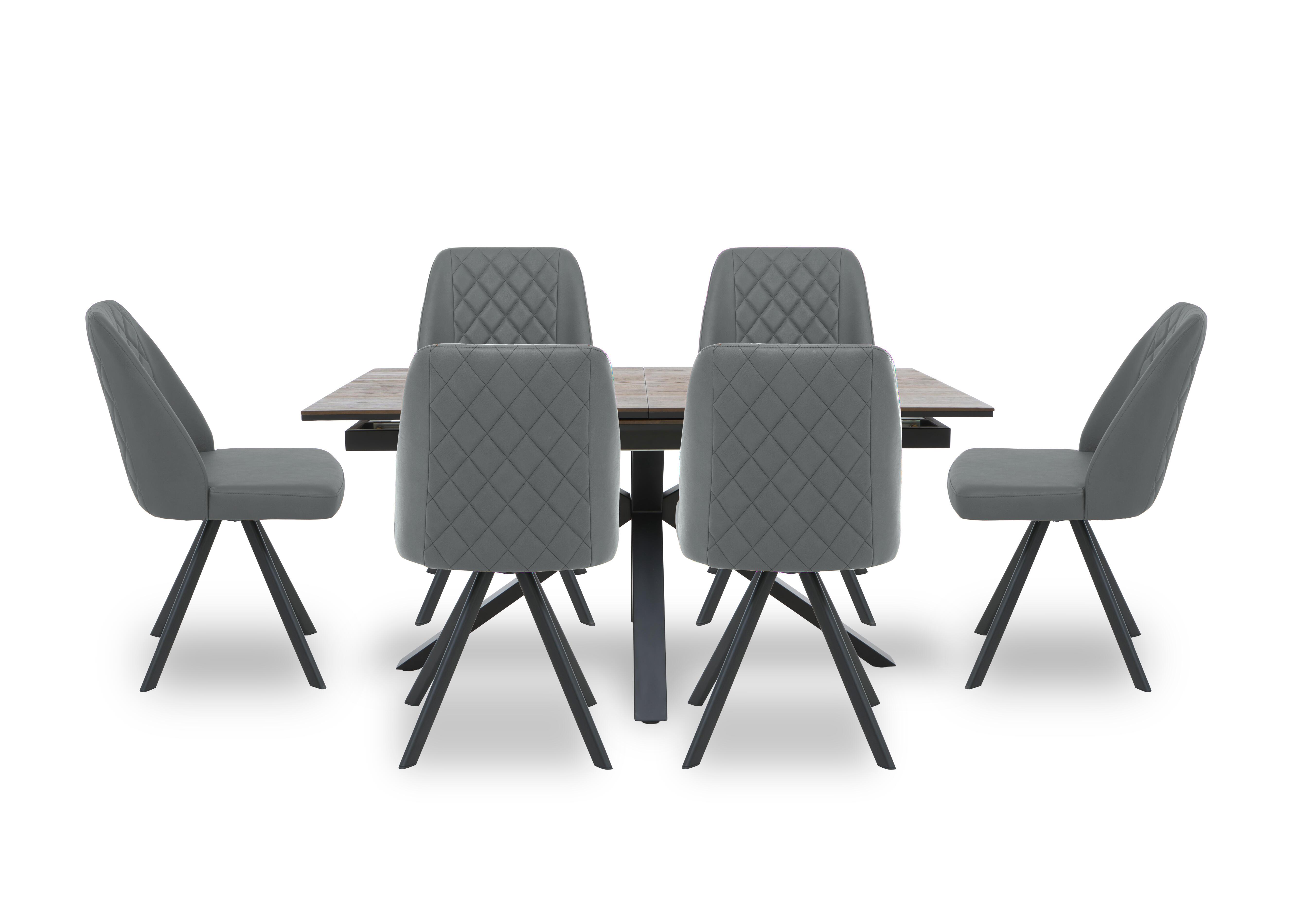 Jupiter Pop Up Extending Dining Table and 6 Swivel Dining Chairs in Grey on Furniture Village