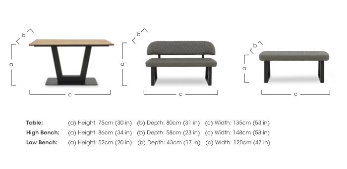 Venus Dining Table, High Back Dining Bench and Low Dining Bench in  on Furniture Village