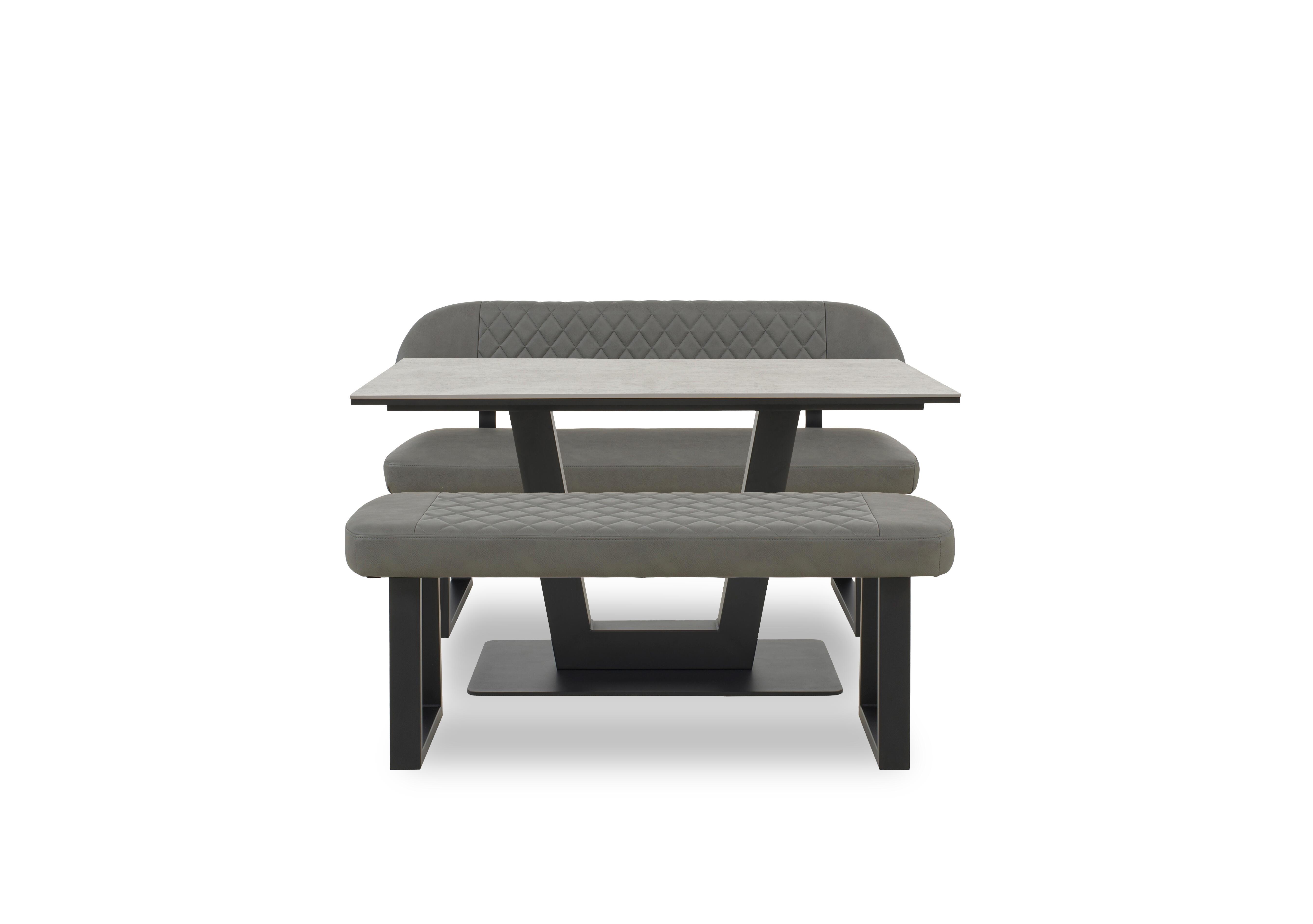 Venus Dining Table, High Back Dining Bench and Low Dining Bench in Grey - Moon on Furniture Village