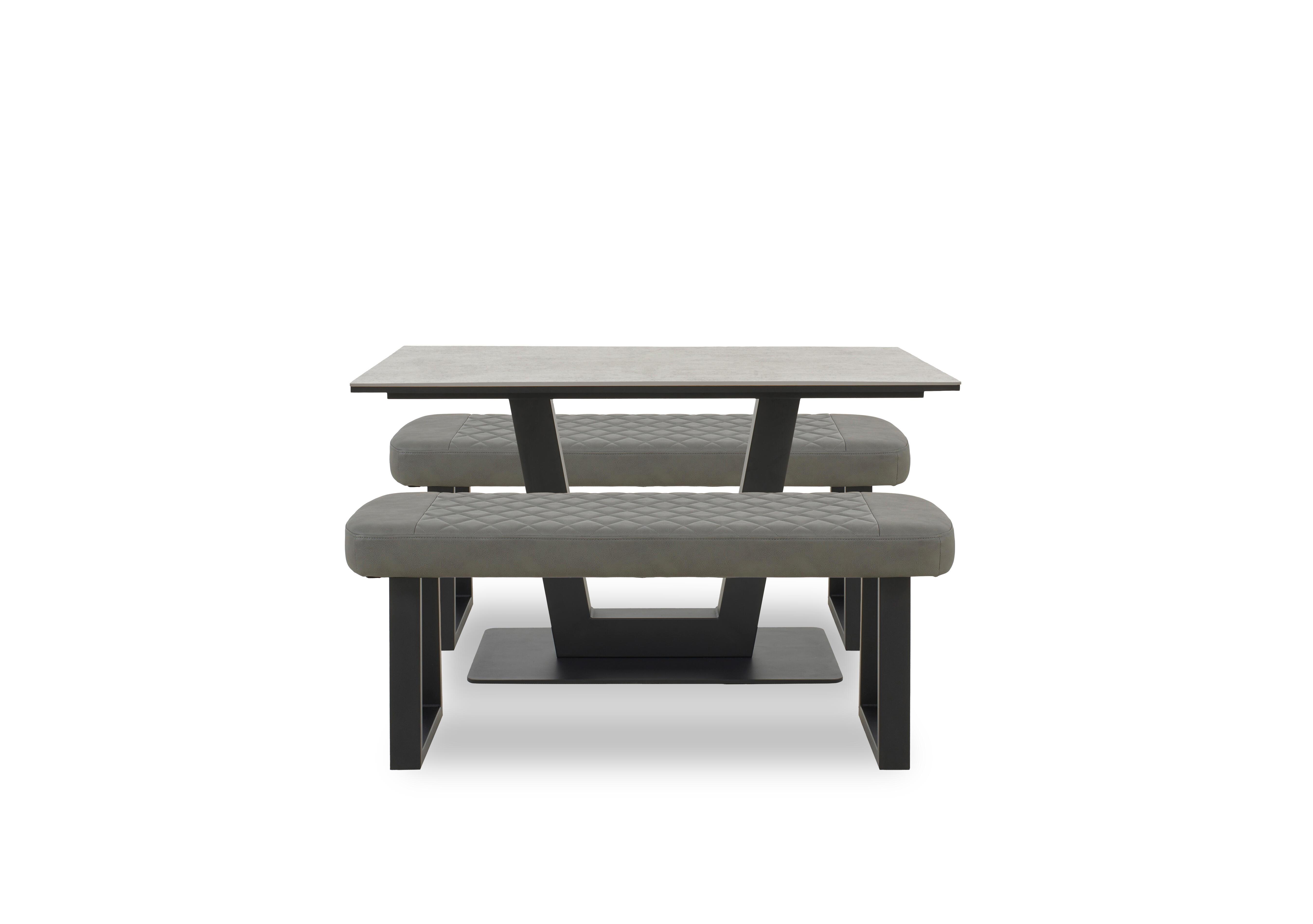Venus Dining Table and 2 Low Dining Benches in Grey - Moon on Furniture Village