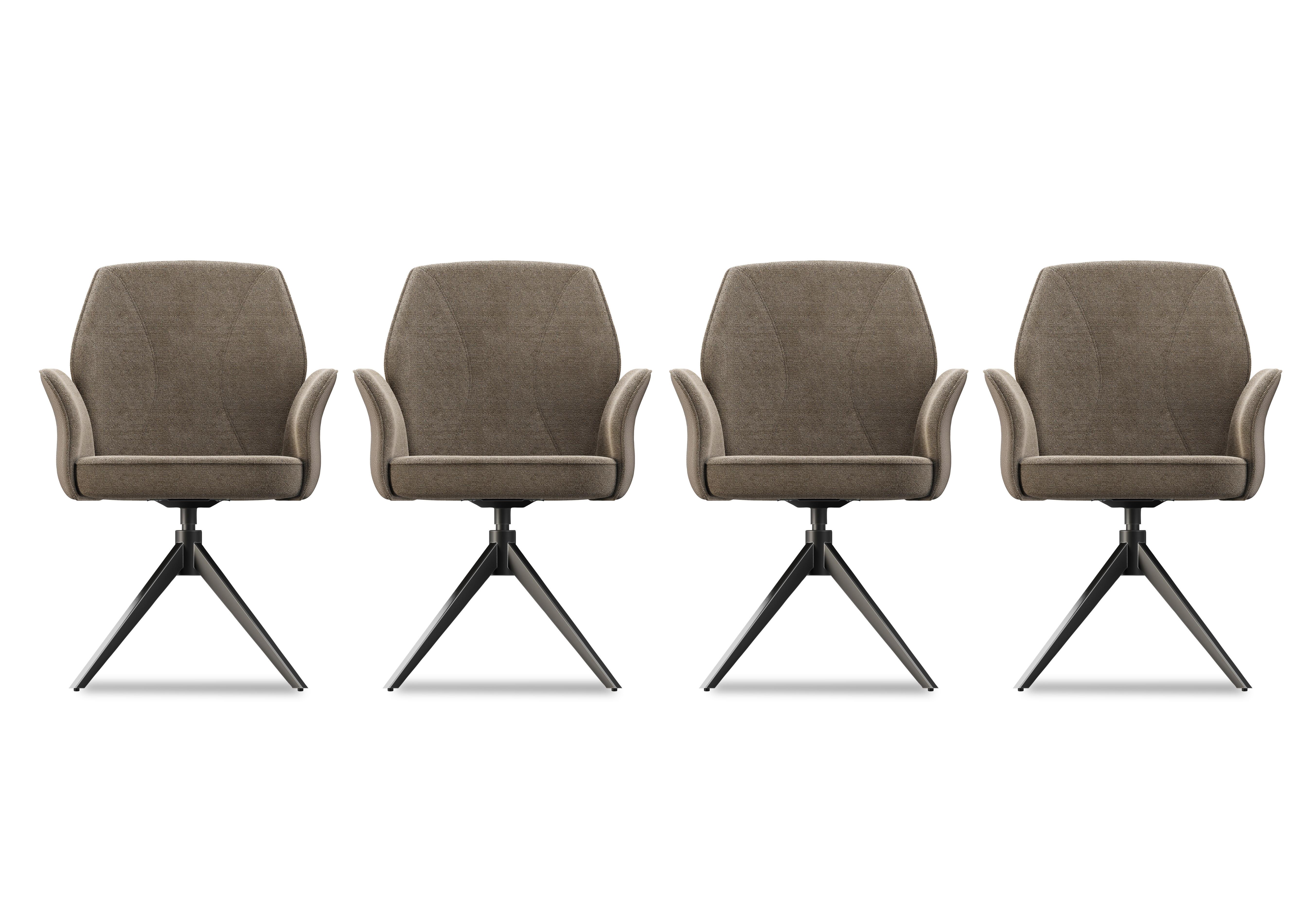Julio Set of 4 Swivel Dining Arm Chairs in Pebble on Furniture Village
