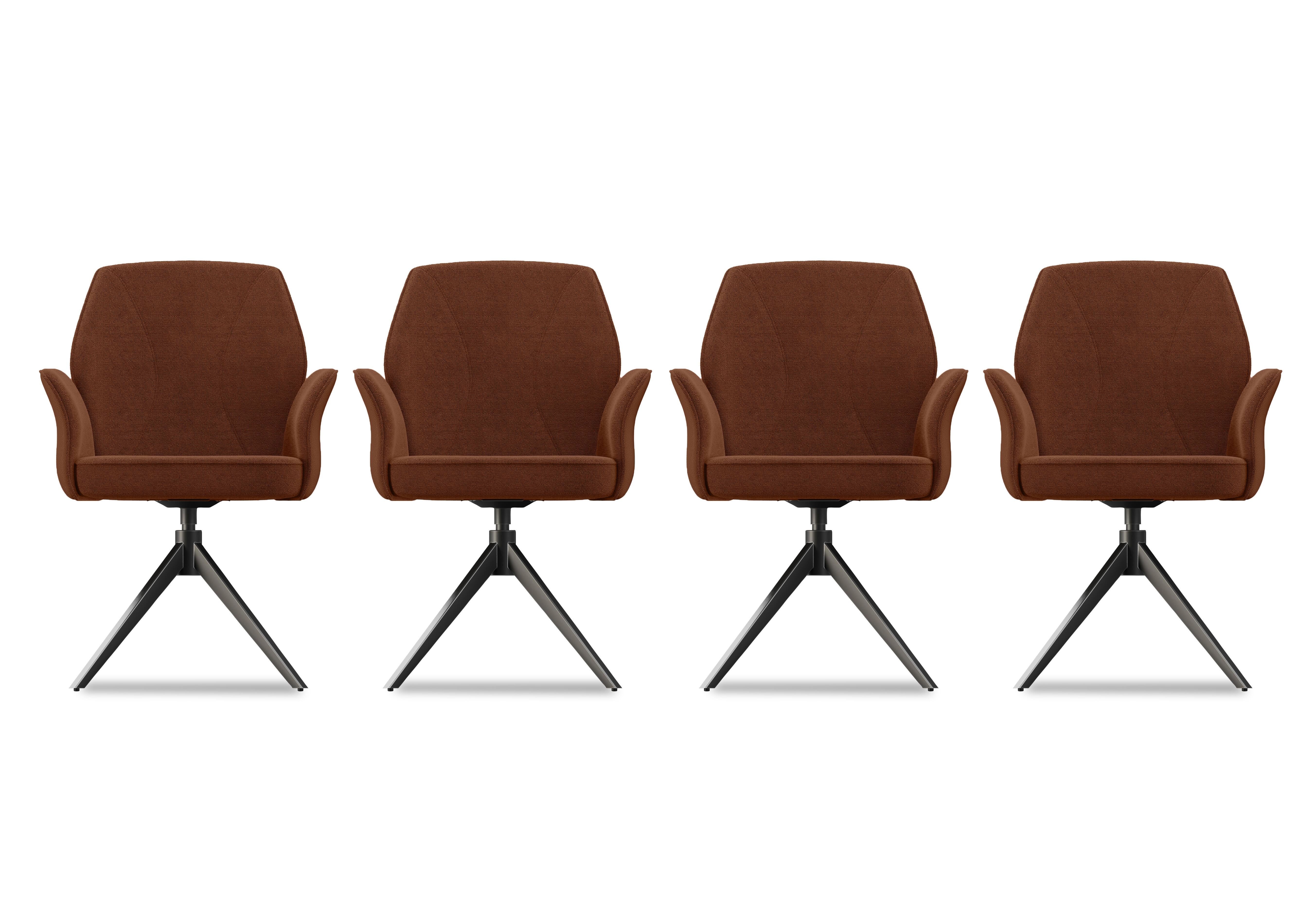 Julio Set of 4 Swivel Dining Arm Chairs in Te2 Terracotta on Furniture Village