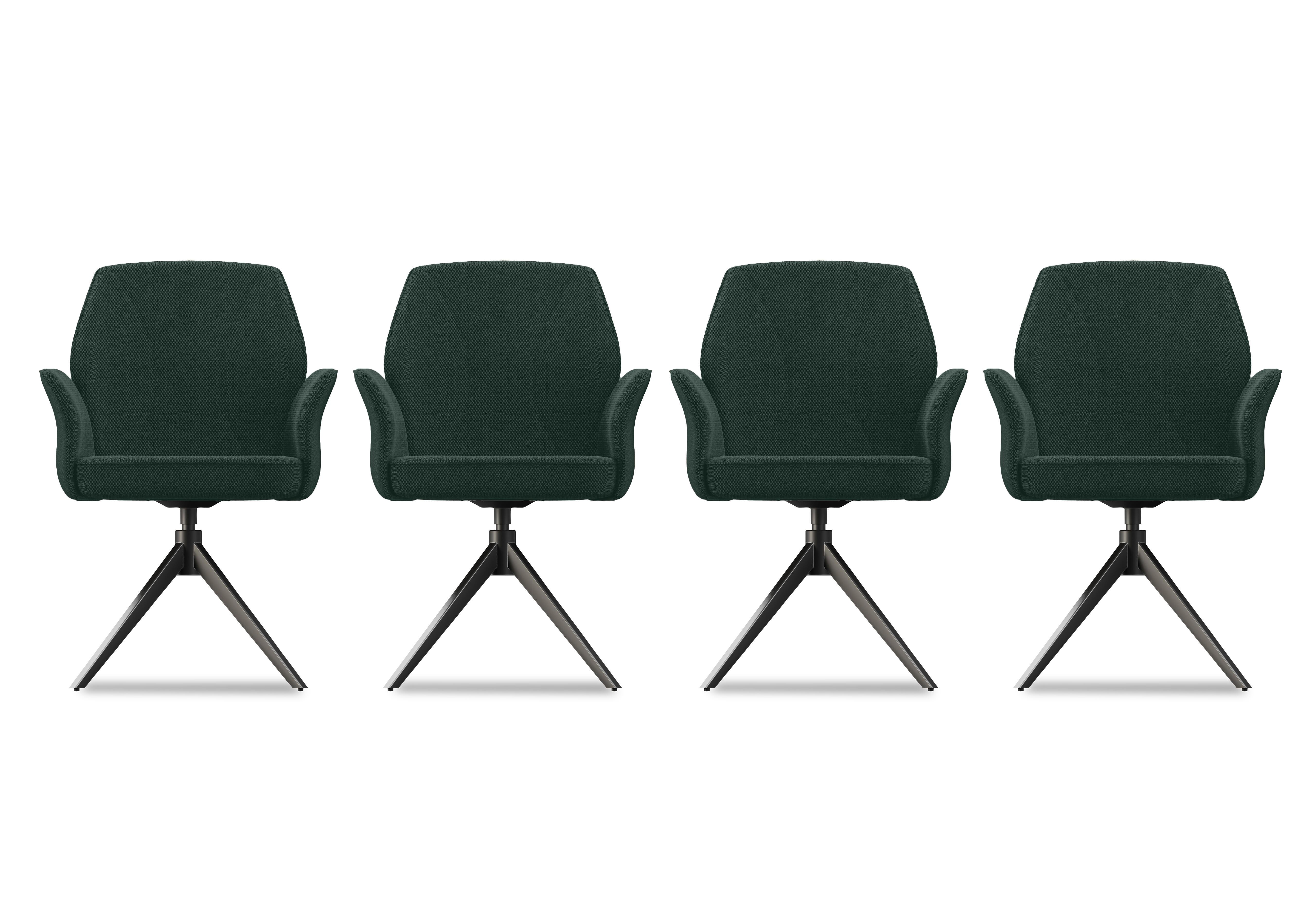 Julio Set of 4 Swivel Dining Arm Chairs in Vt2 Fir Green on Furniture Village