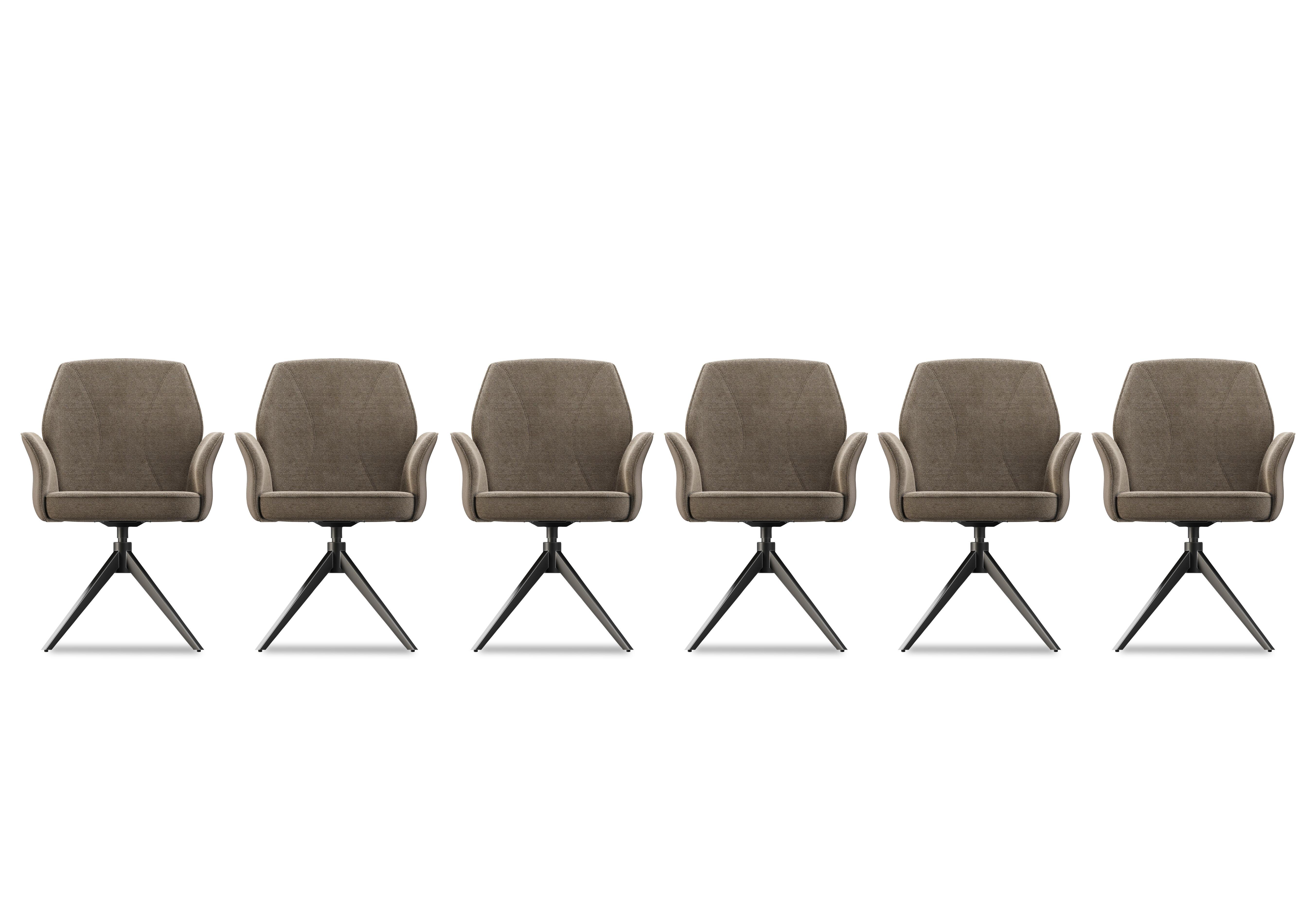 Julio Set of 6 Dining Arm Chairs in M4 Pebble on Furniture Village
