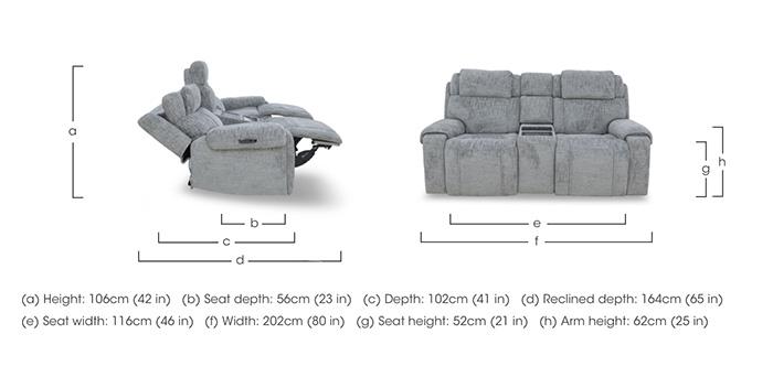 Hollywood Fabric 2 Seater Power Recliner Media Sofa with Power Headrests and Storage Arms in  on Furniture Village