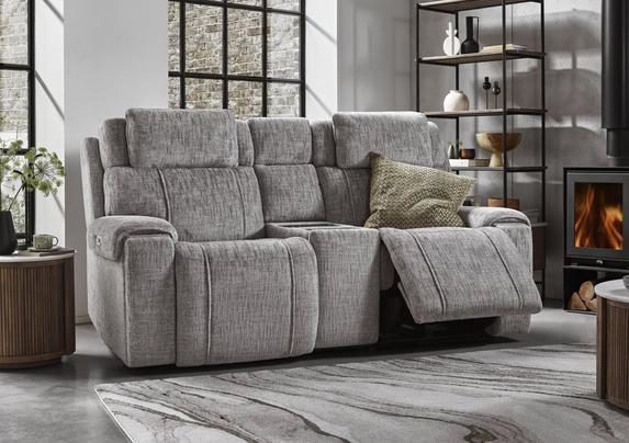 Hollywood Fabric 2 Seater Power Recliner Media Sofa with Power