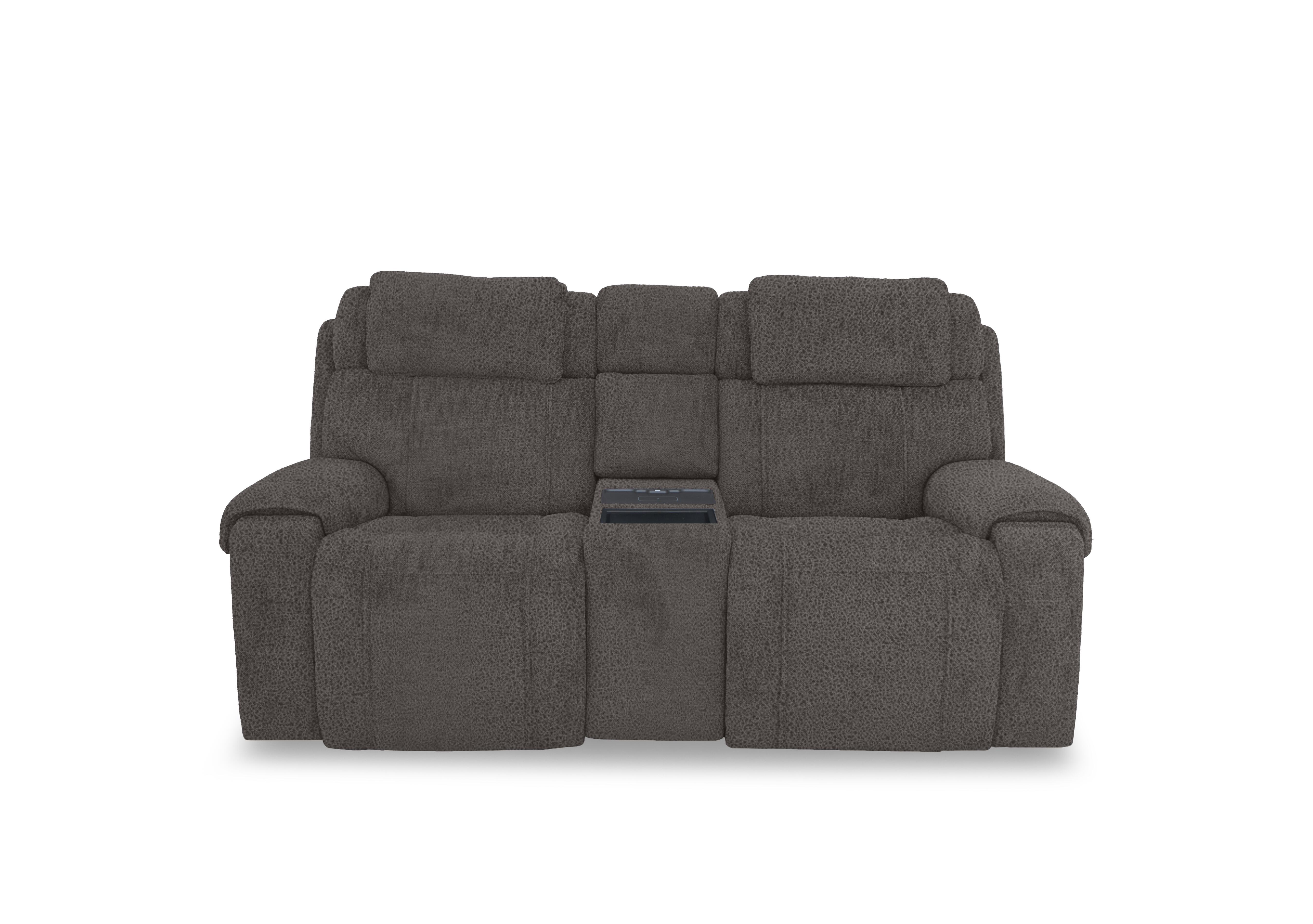 Hollywood Fabric 2 Seater Power Recliner Media Sofa with Power Headrests and Storage Arms in Bfa-Blj-R16 Grey on Furniture Village