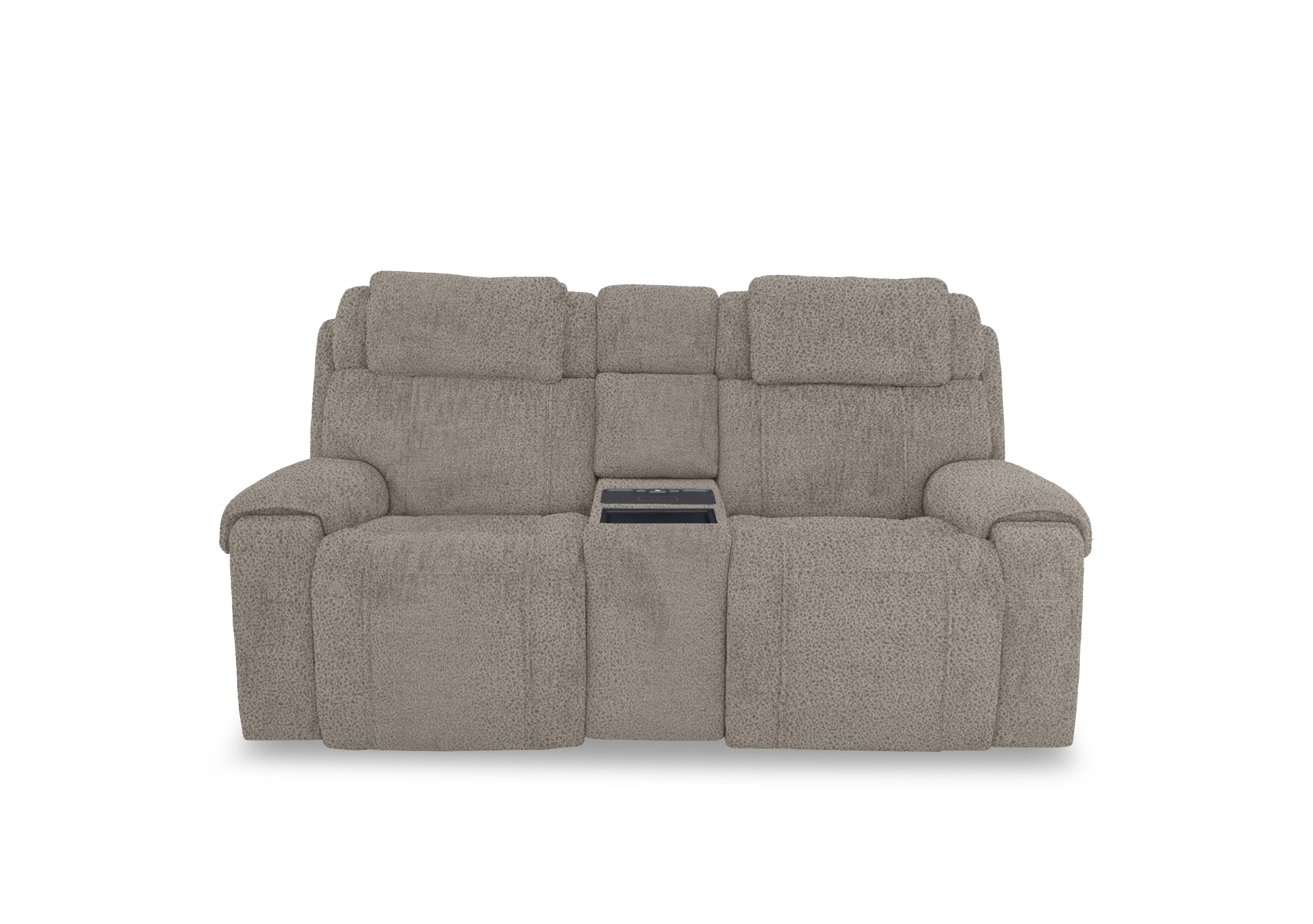 Hollywood Fabric 2 Seater Power Recliner Media Sofa with Power Headrests and Storage Arms in Bfa-Blj-R946 Silver on Furniture Village