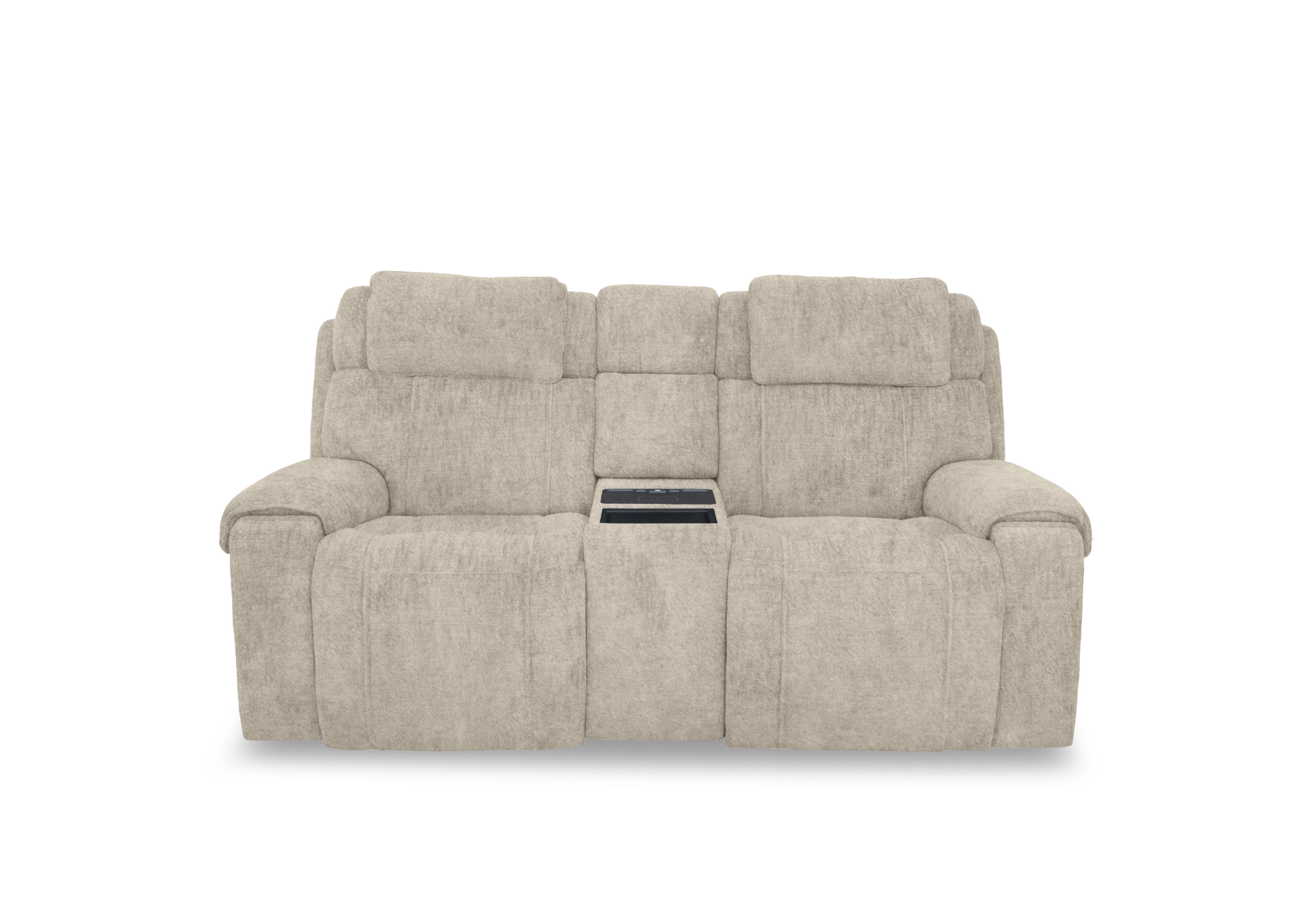 Hollywood Fabric 2 Seater Power Recliner Media Sofa with Power Headrests and Storage Arms in Bfa-Bnn-R26 Cream on Furniture Village