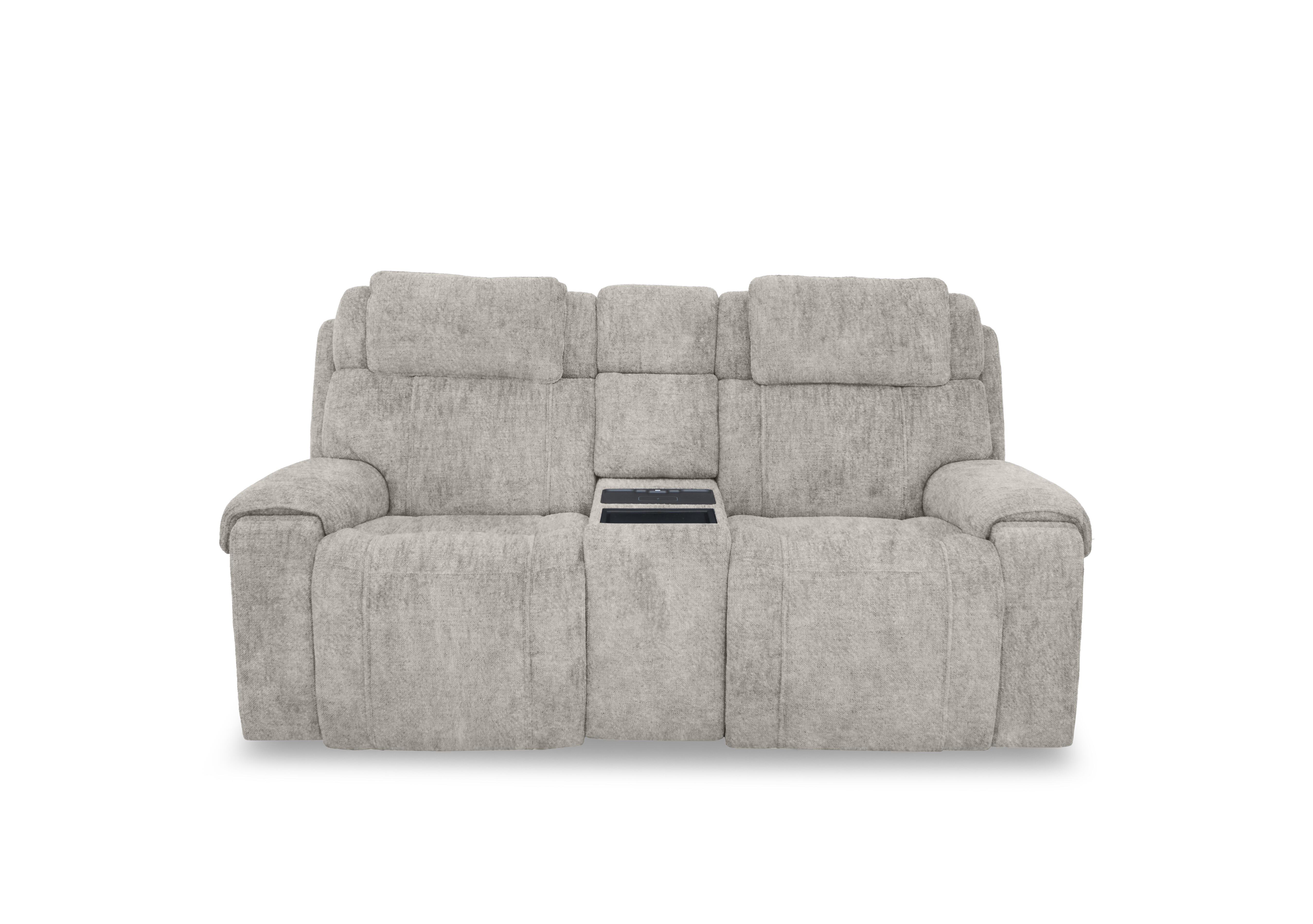 Hollywood Fabric 2 Seater Power Recliner Media Sofa with Power Headrests and Storage Arms in Bfa-Bnn-R28 Grey on Furniture Village