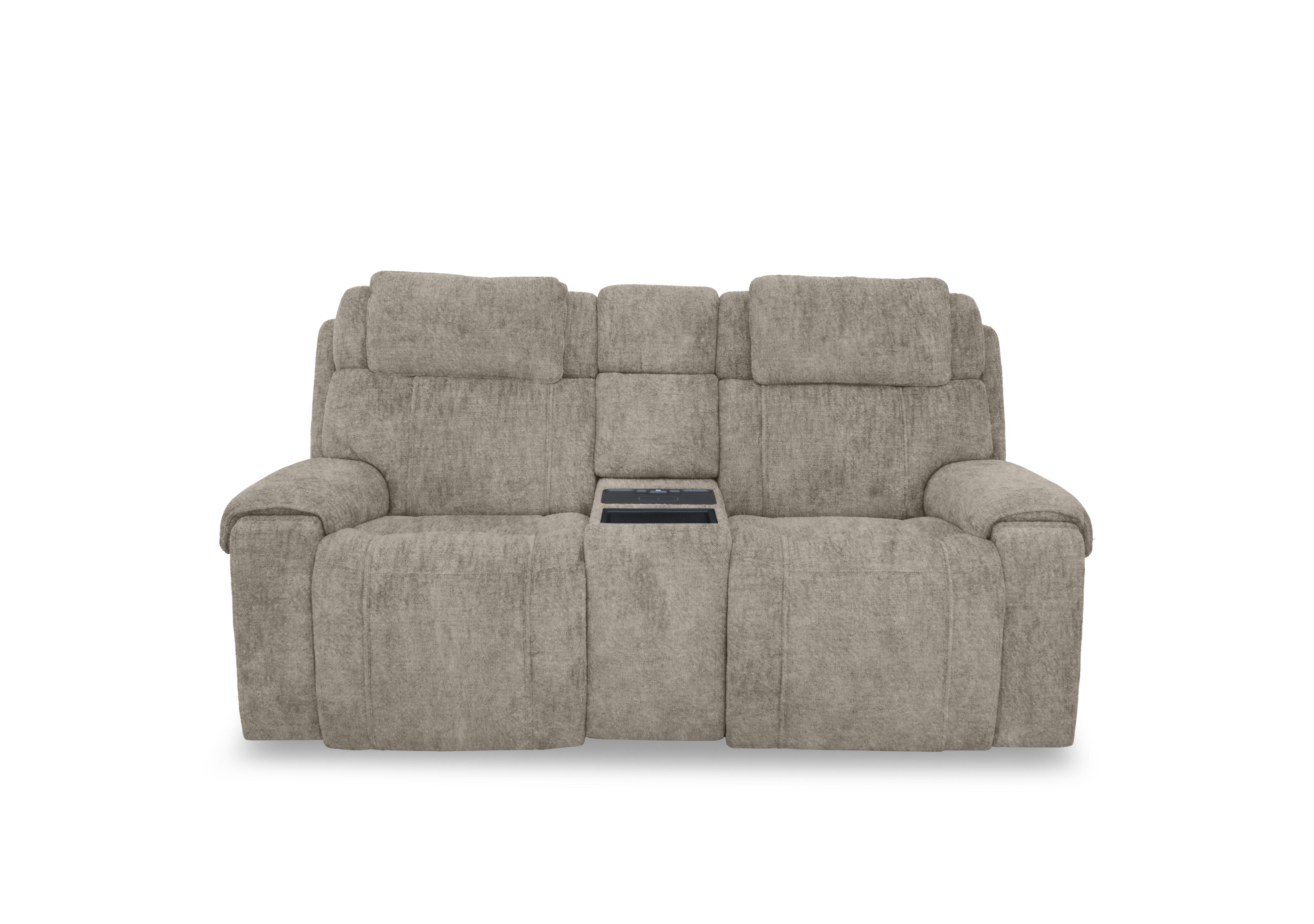 Hollywood Fabric 2 Seater Power Recliner Media Sofa with Power Headrests and Storage Arms in Bfa-Bnn-R29 Mink on Furniture Village