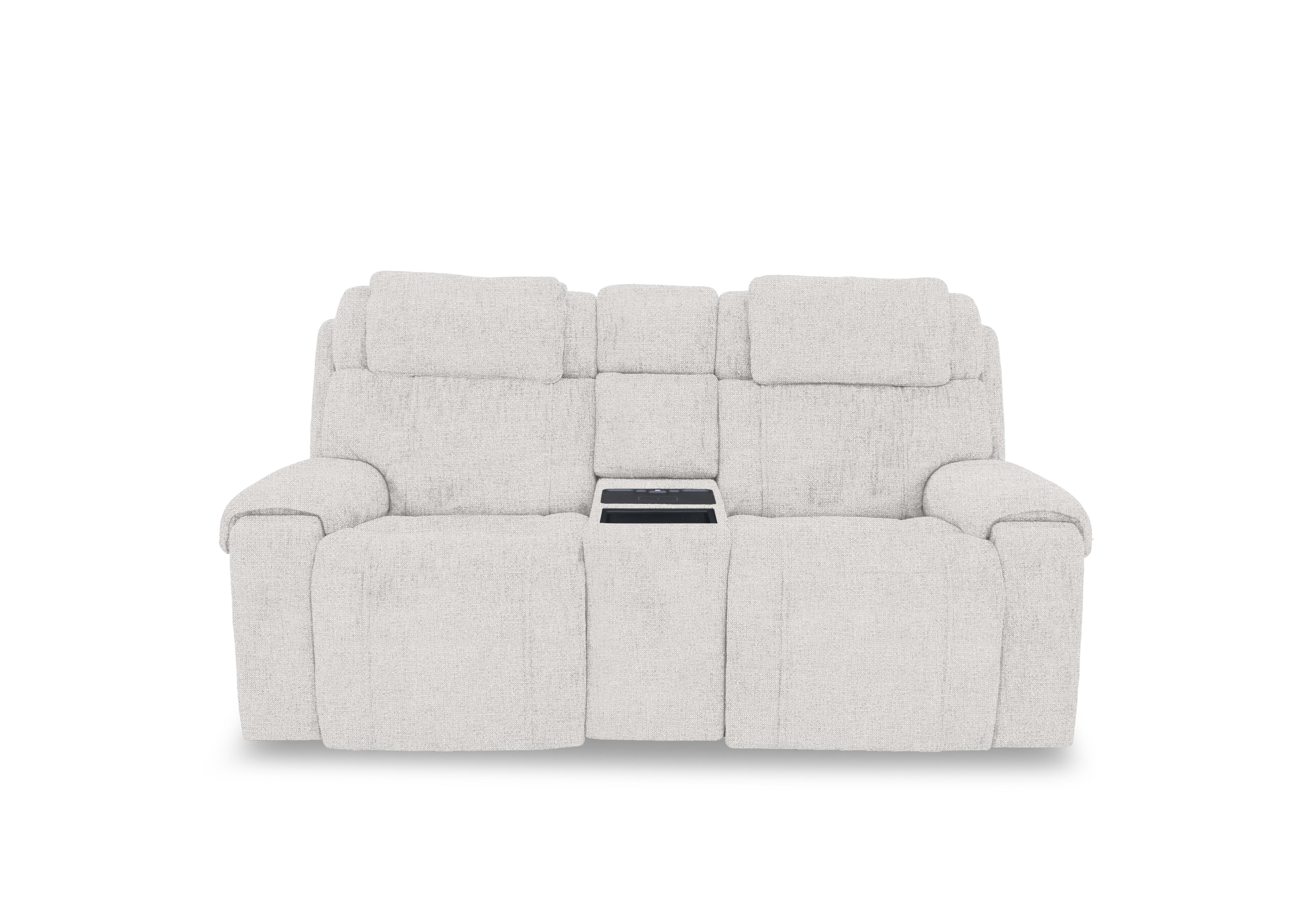 Hollywood Fabric 2 Seater Power Recliner Media Sofa with Power Headrests and Storage Arms in Fab-Mil-R110 Sand on Furniture Village