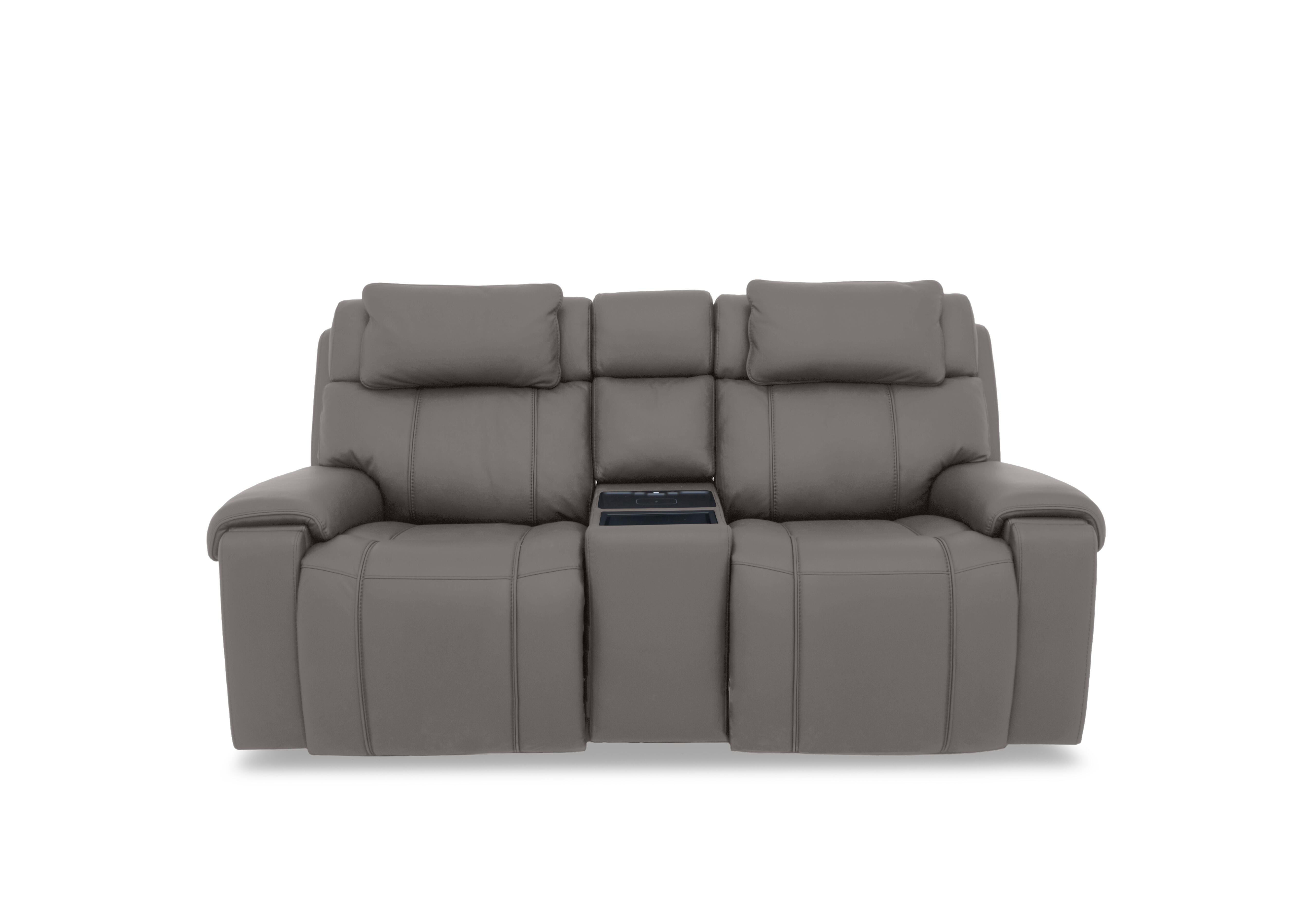 Hollywood Leather 2 Seater Power Recliner Media Sofa with Power Headrests and Storage Arms in Bv-042e Elephant on Furniture Village