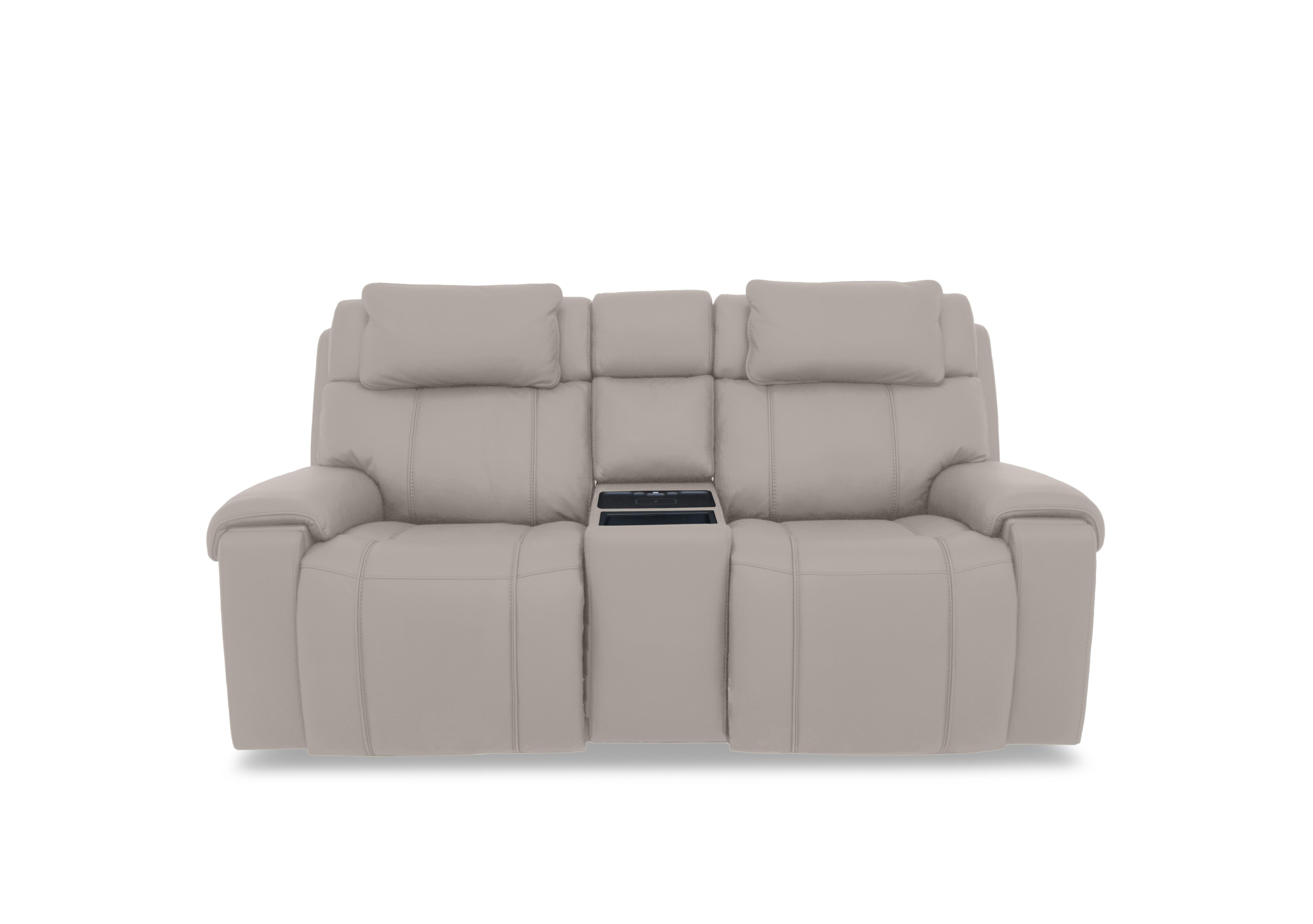 Hollywood Leather 2 Seater Power Recliner Media Sofa with Power Headrests and Storage Arms in Bv-946b Silver Grey on Furniture Village